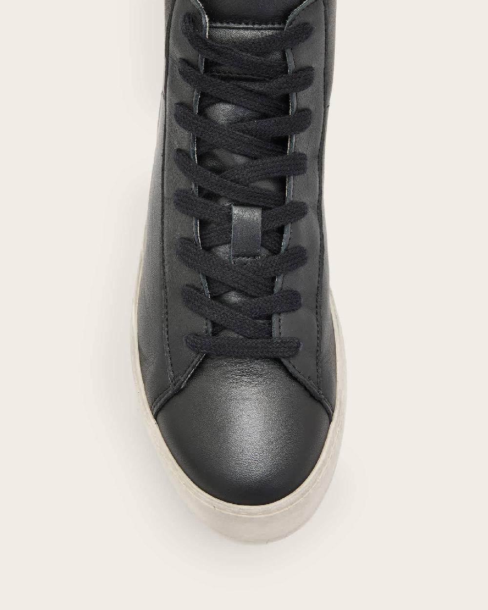 All Saints Tana Leather High Top Sneakers Black