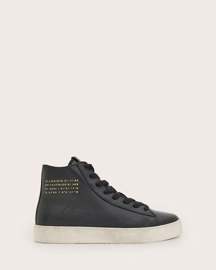 all saints Tana Leather High Top Sneakers Black