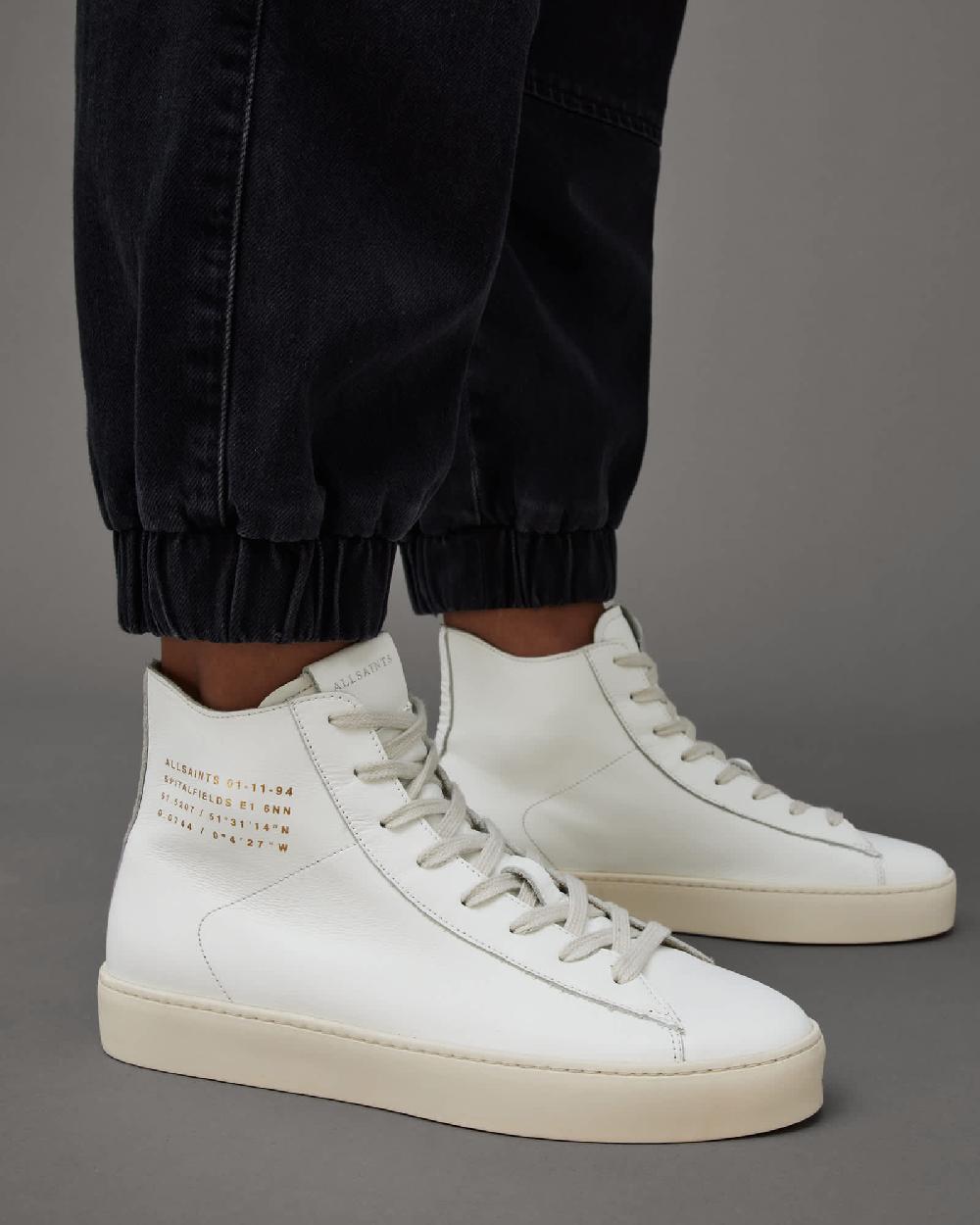 All Saints Tana Leather High Top Trainers White