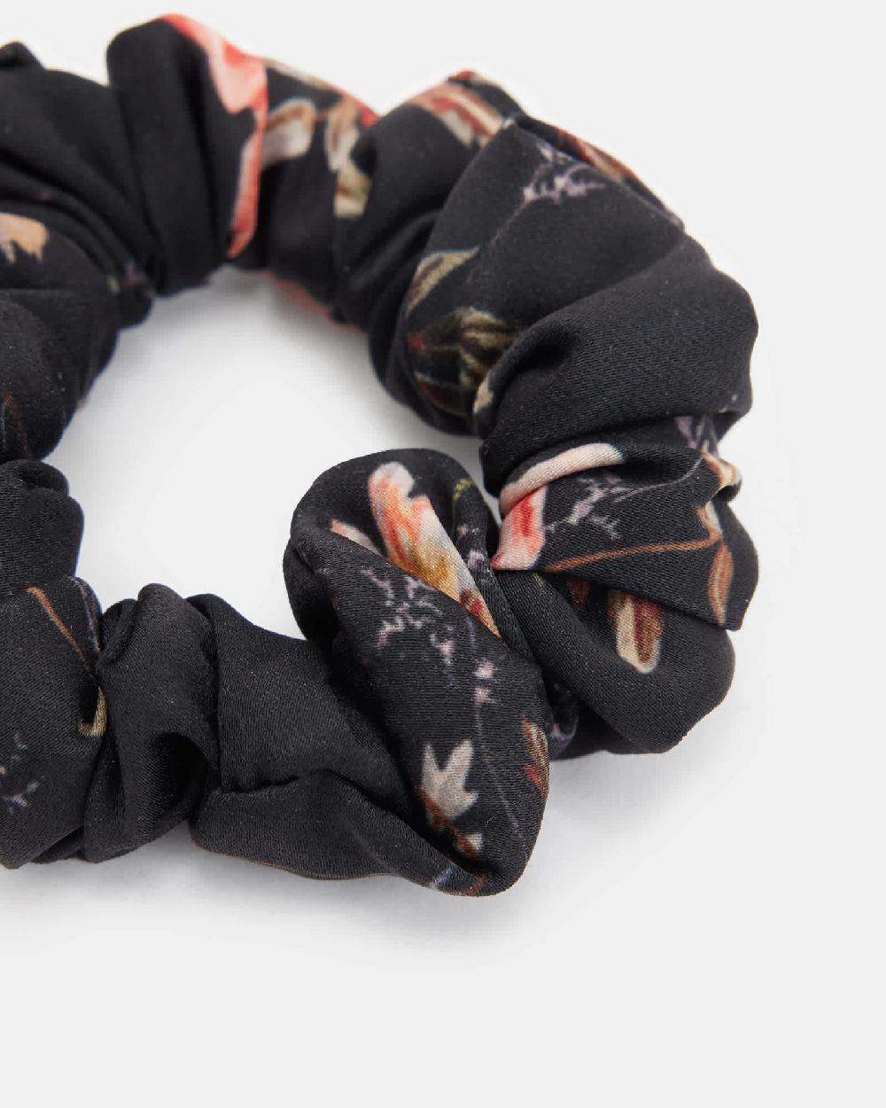 All Saints Tanana Mini Printed Scrunchie Black