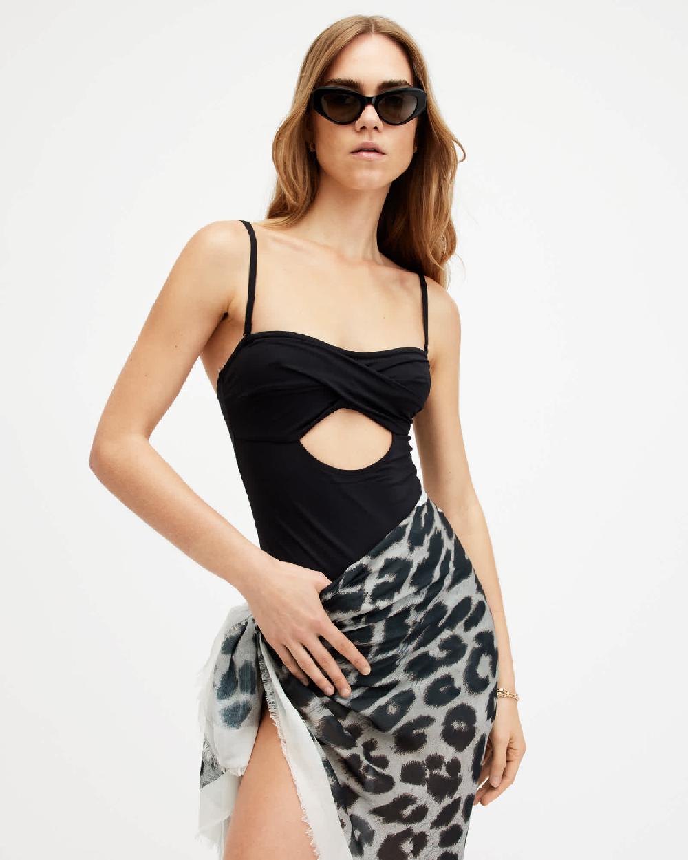 All Saints Tatum Bandeau Cut-Out Swimsuit Black