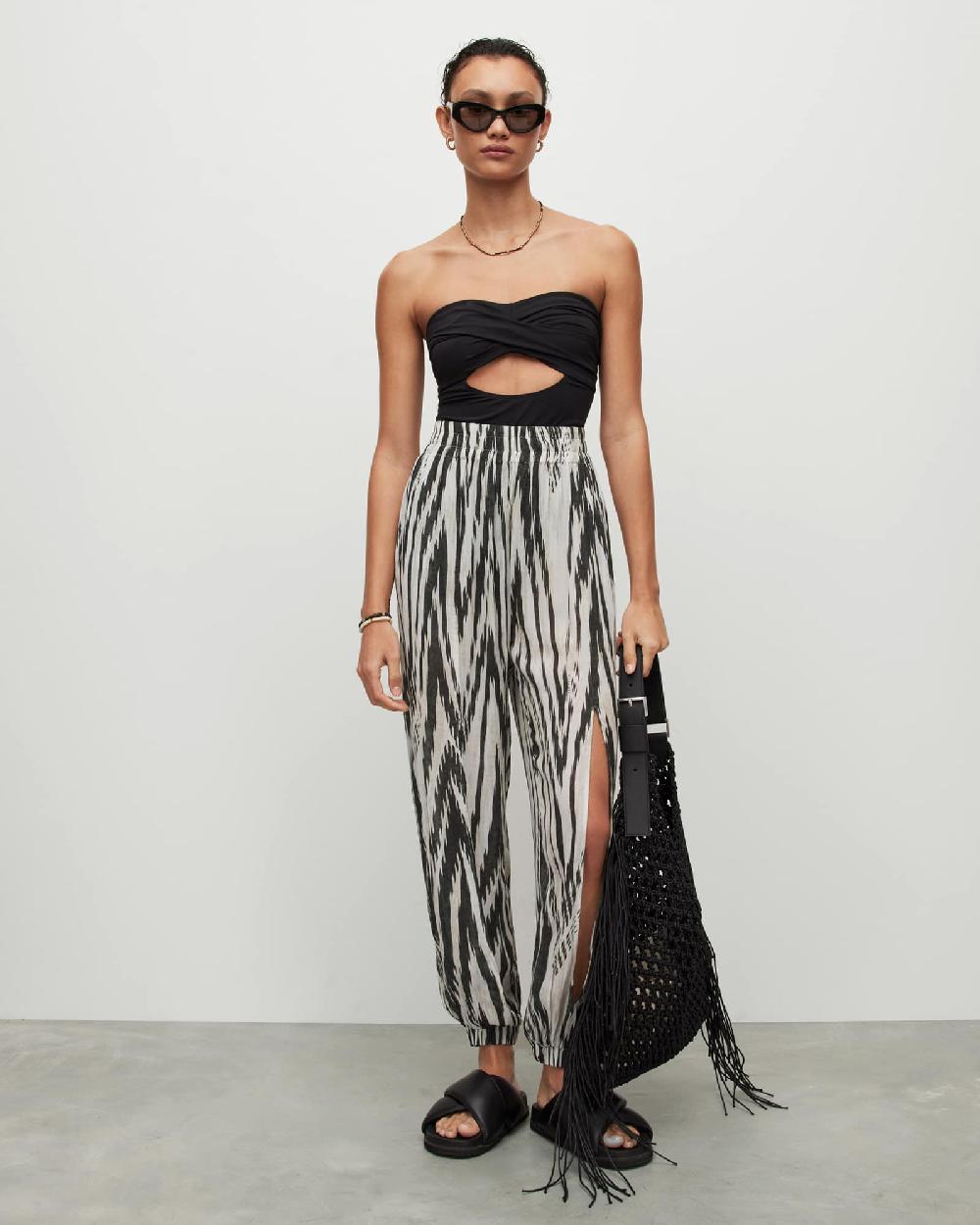 All Saints Tatum Cut-Out Strapless Swimsuit Black