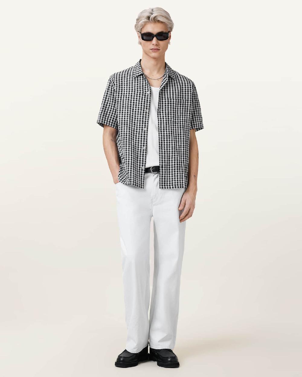 All Saints Tawney Short Sleeve Check Shirt Black