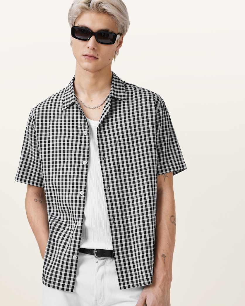 all saints Tawney Short Sleeve Check Shirt Black
