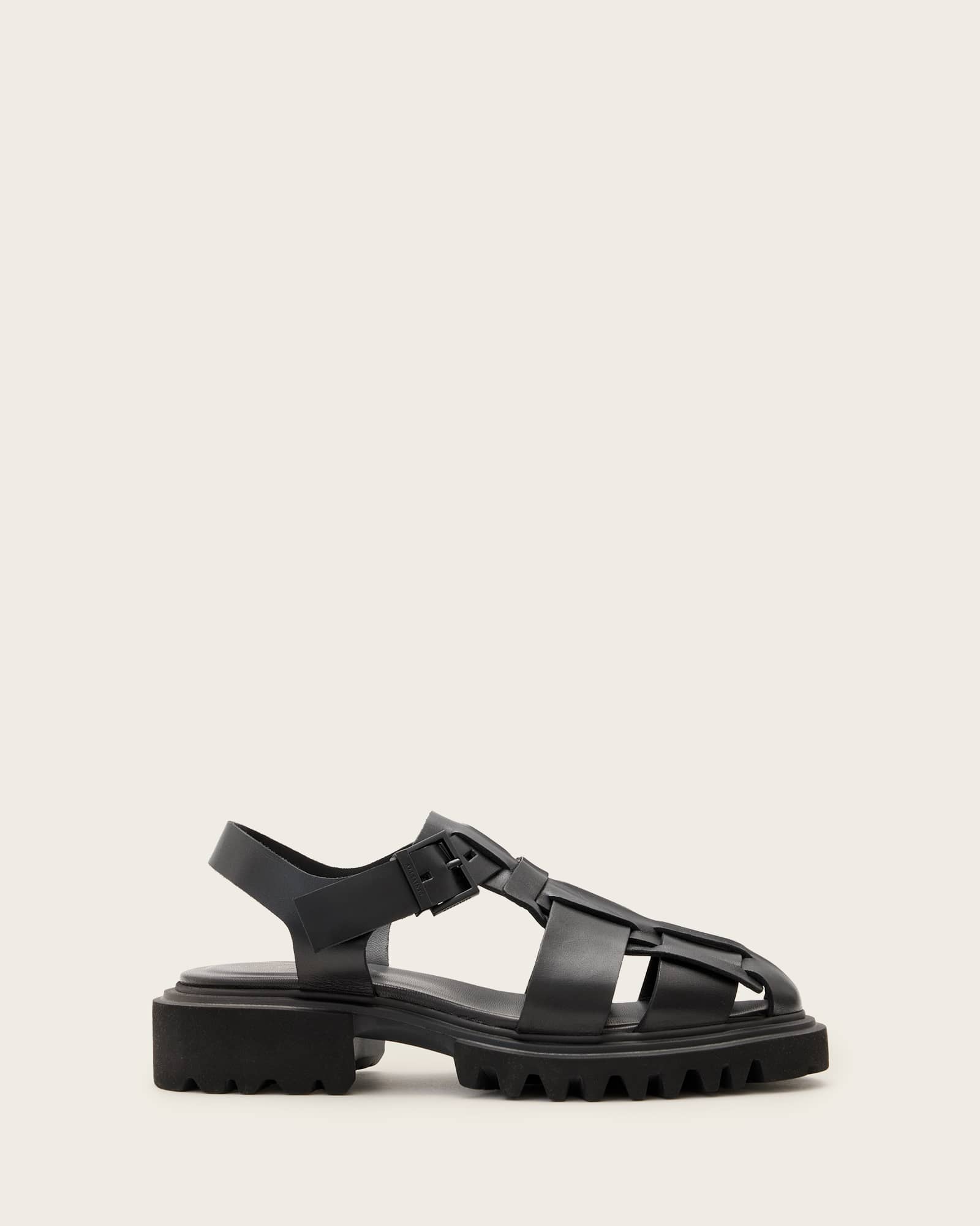 All Saints Tess Chunky Leather Sandals Black