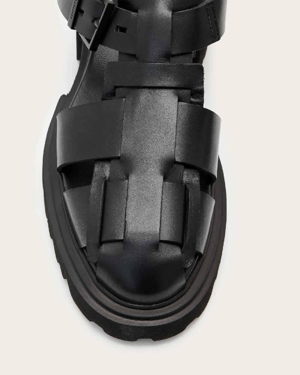 All Saints Tess Chunky Leather Sandals Black