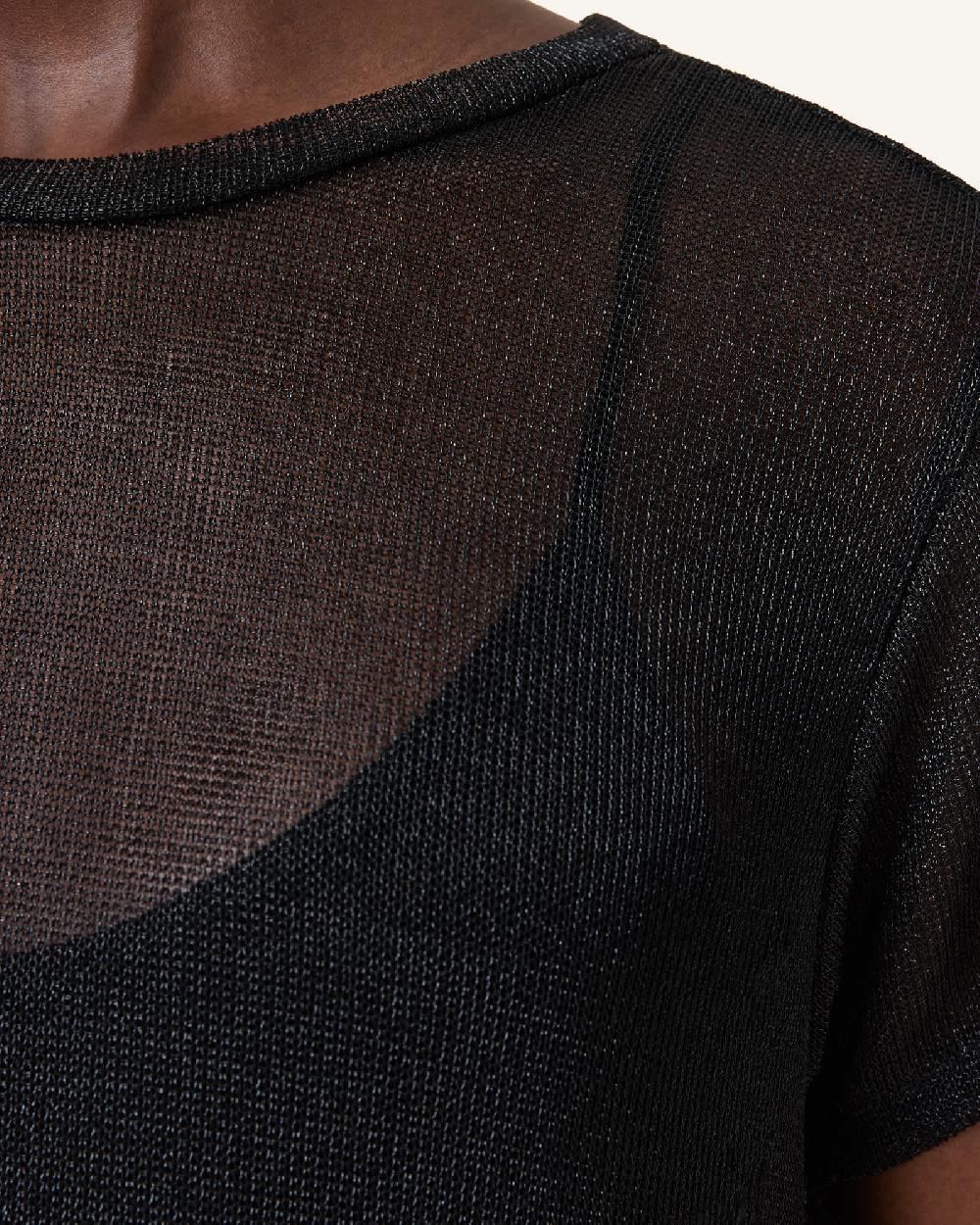 All Saints Thea Sparkle Sheer Maxi Dress Black