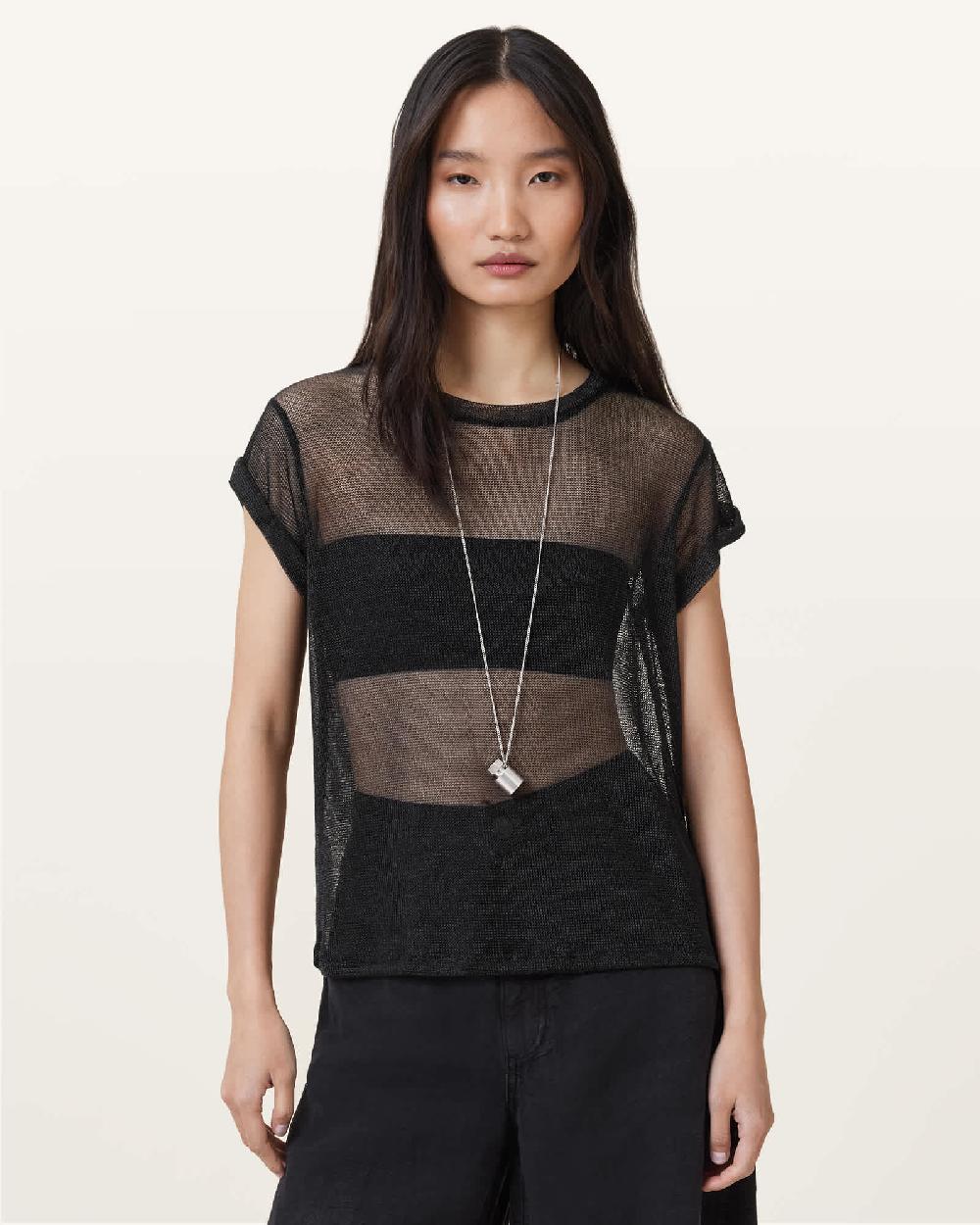 All Saints Thea Sparkle Top Black