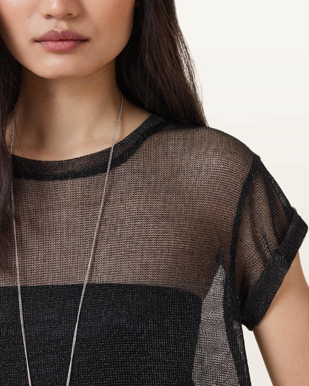 All Saints Thea Sparkle Top Black