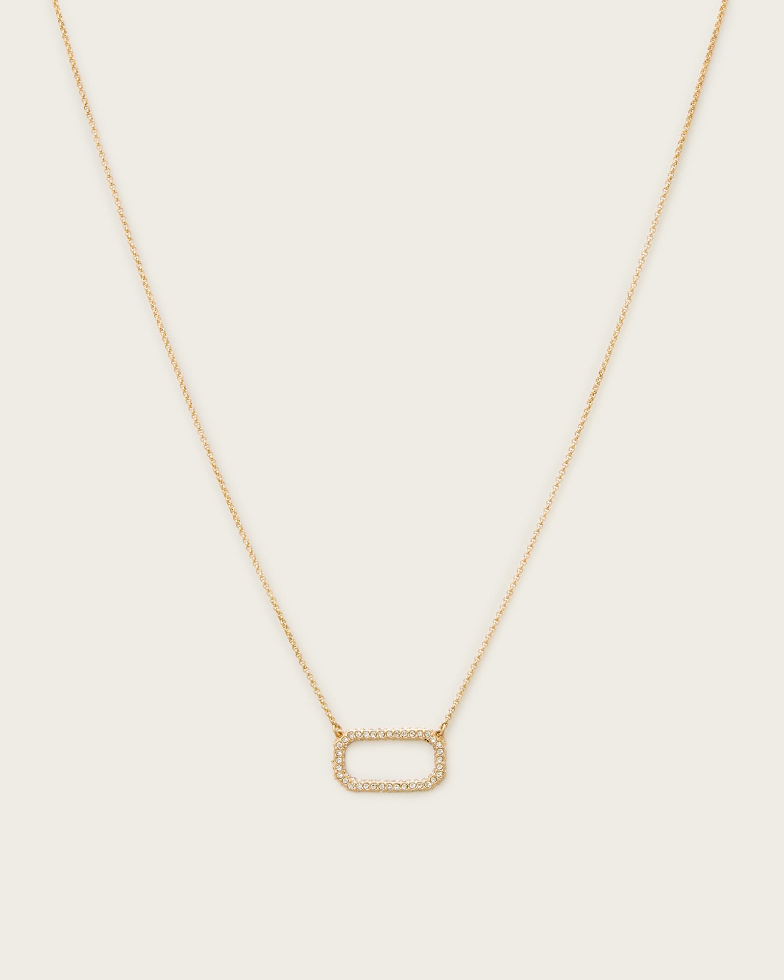 All Saints Tia Crystal Pave Necklace Warm Brass