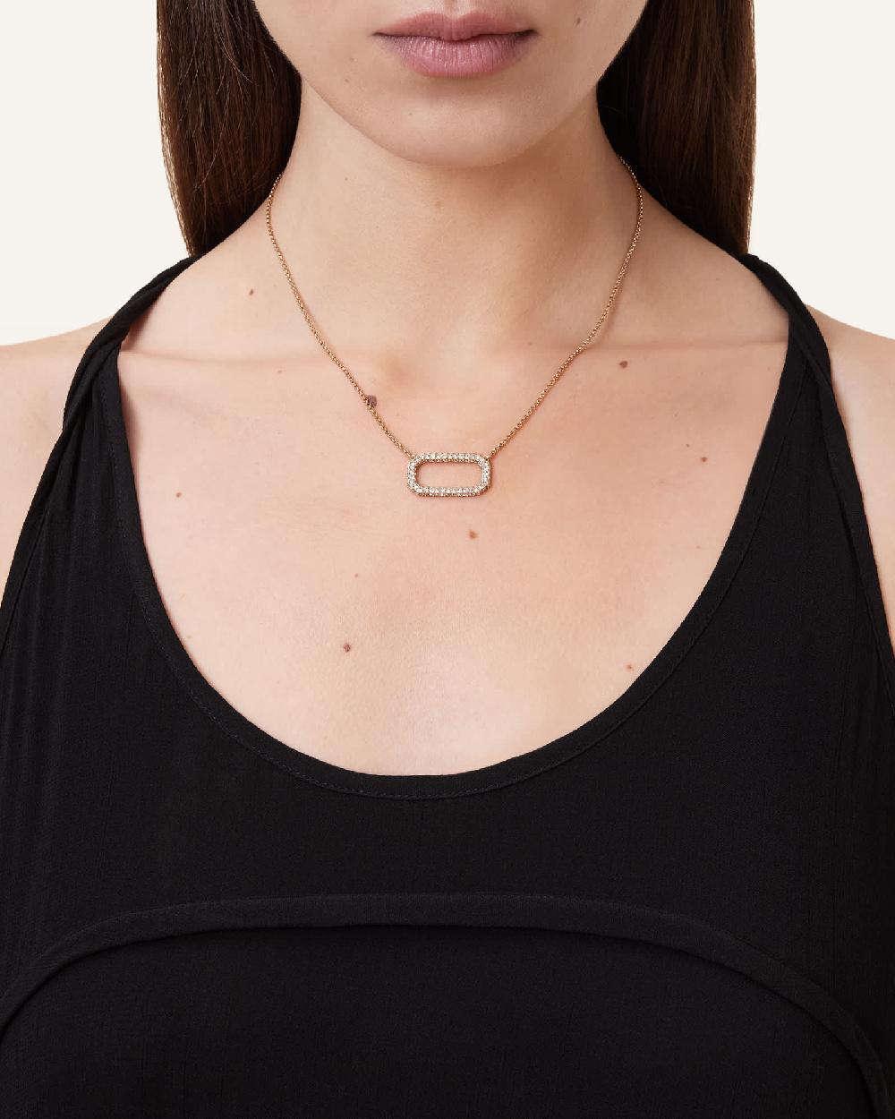 All Saints Tia Crystal Pave Necklace Warm Brass