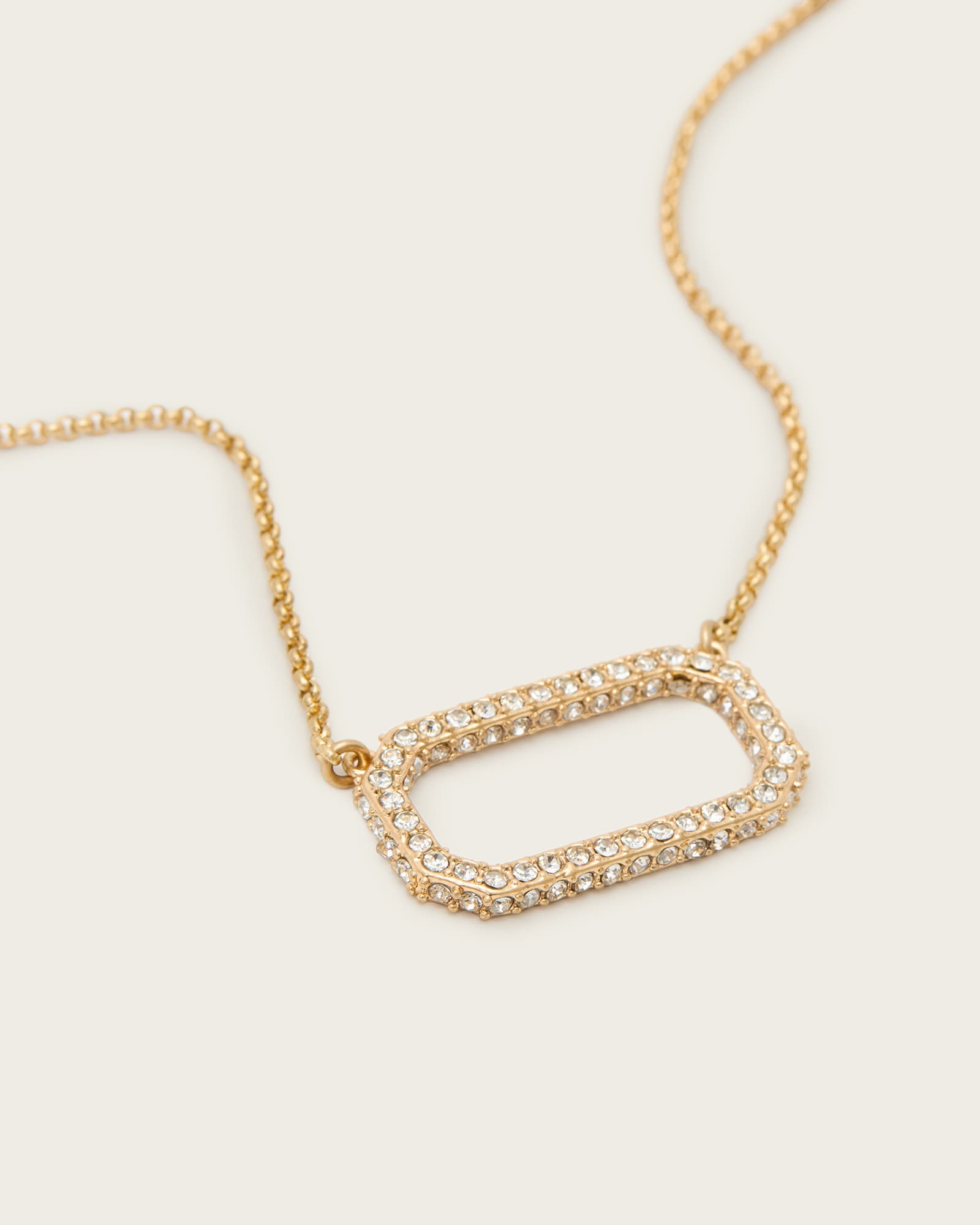All Saints Tia Crystal Pave Necklace Warm Brass