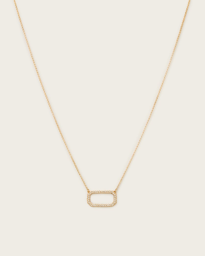 all saints Tia Crystal Pave Necklace Warm Brass