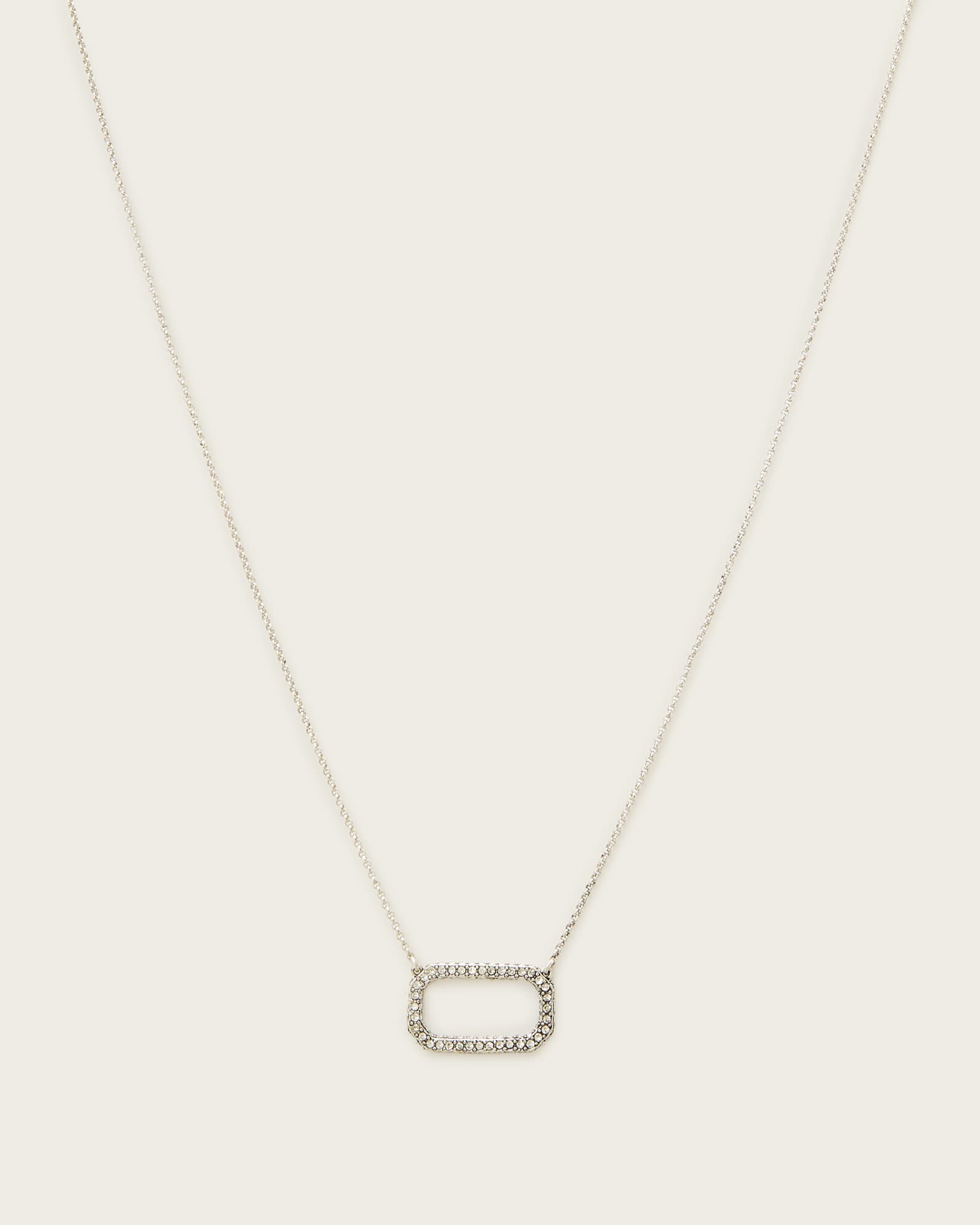 All Saints Tia Crystal Pave Necklace Warm Silver