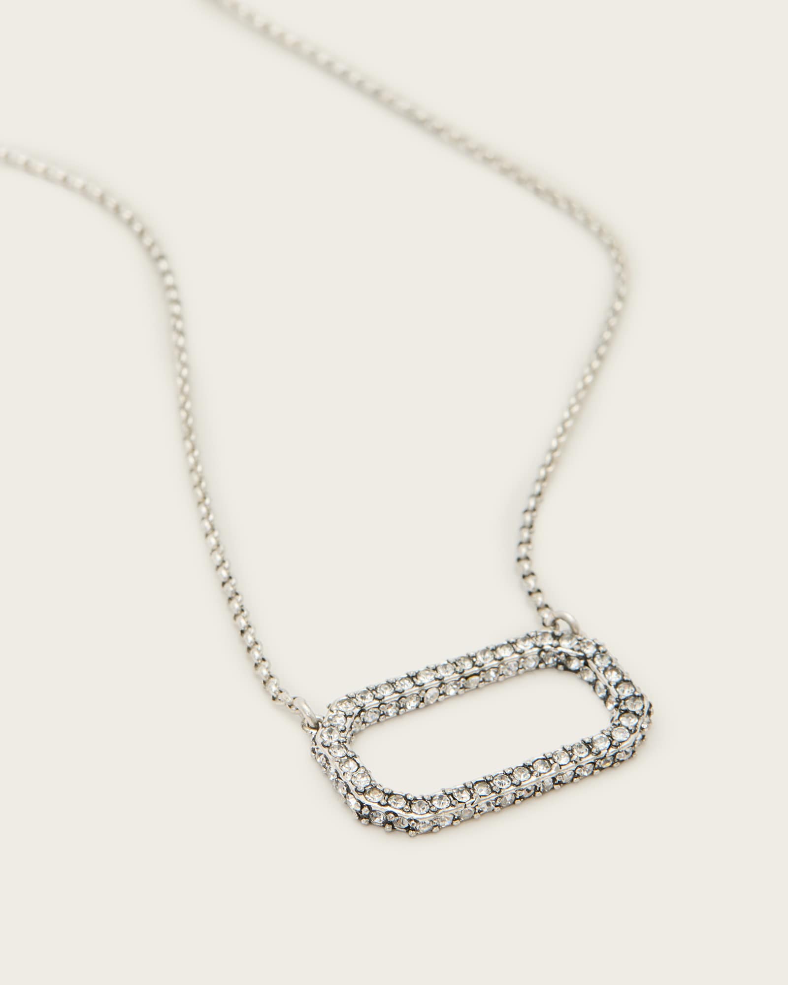 All Saints Tia Crystal Pave Necklace Warm Silver