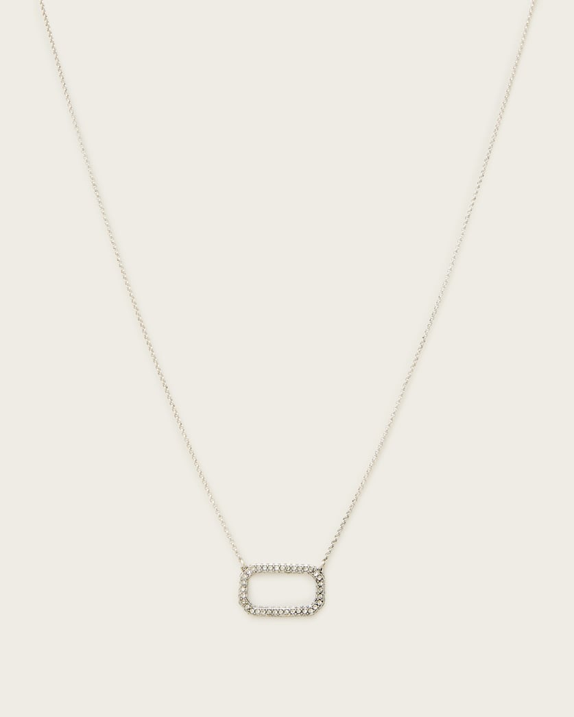 all saints Tia Crystal Pave Necklace Warm Silver