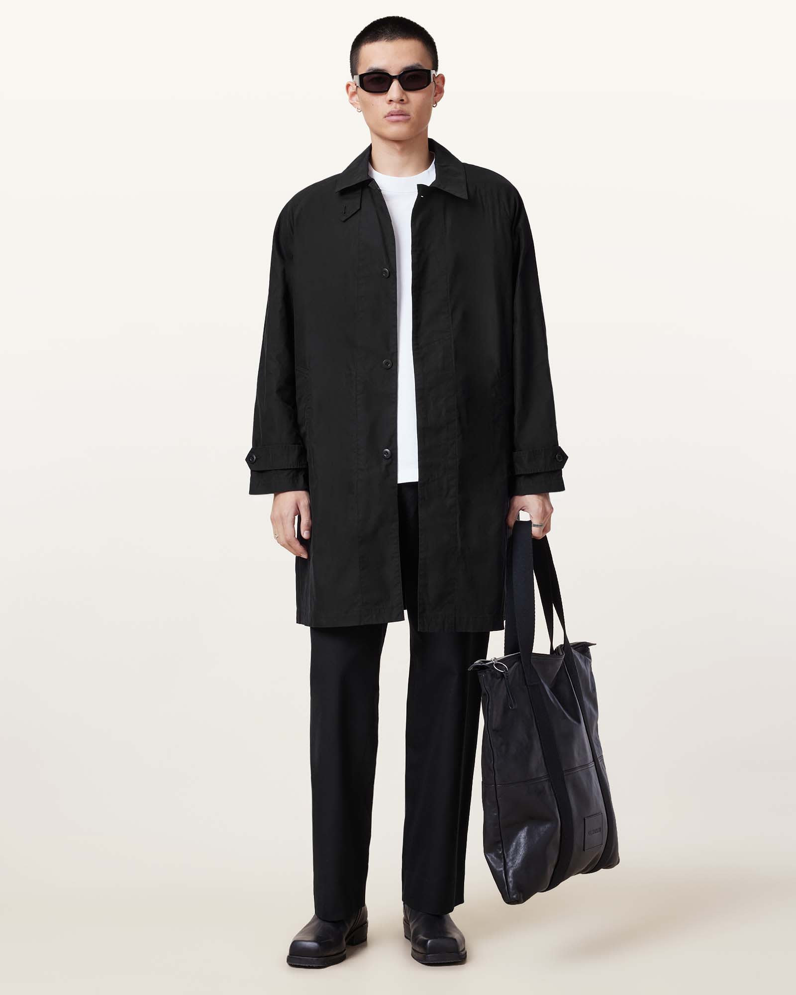 All Saints Tillman Mac Overcoat Black