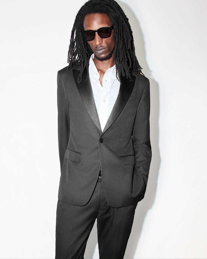 all saints Tisbury Slim Fit Tuxedo Blazer Black