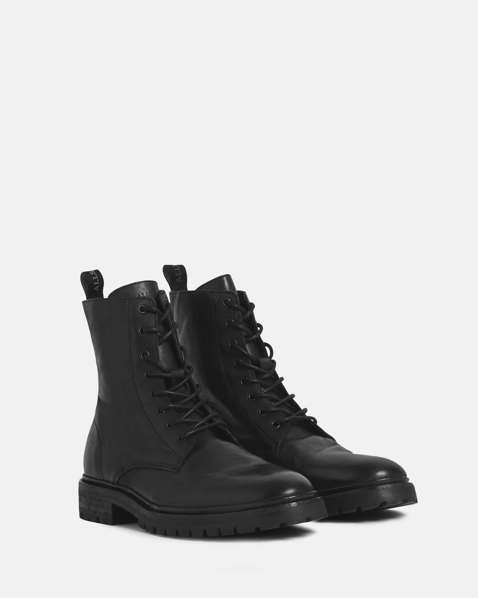 All Saints Tobias Lace Up Leather Boots Black