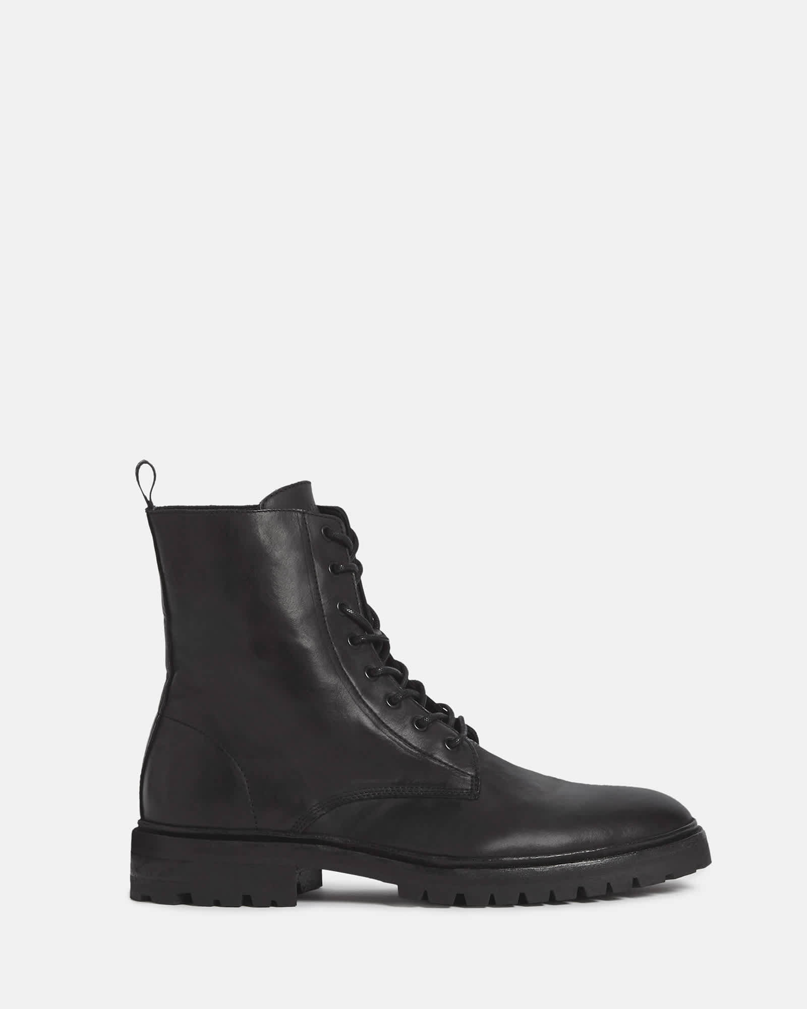 All Saints Tobias Lace Up Leather Boots Black