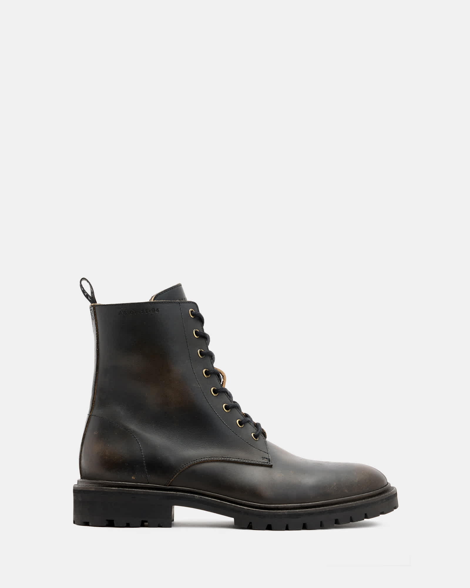 All Saints Tobias Lace Up Leather Boots Dark Brown