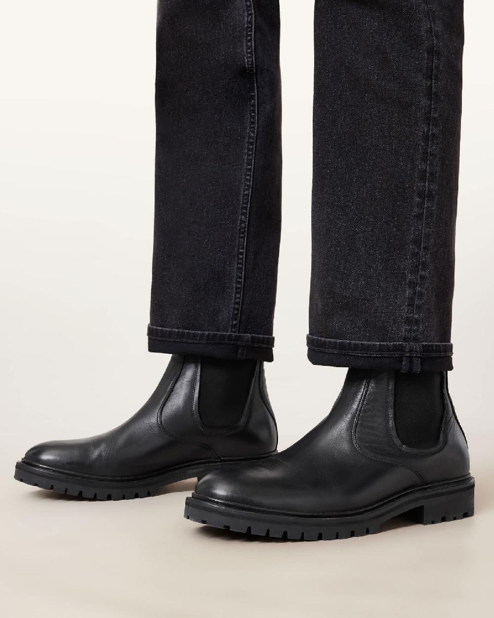 All Saints Toby Leather Chelsea Boots Black