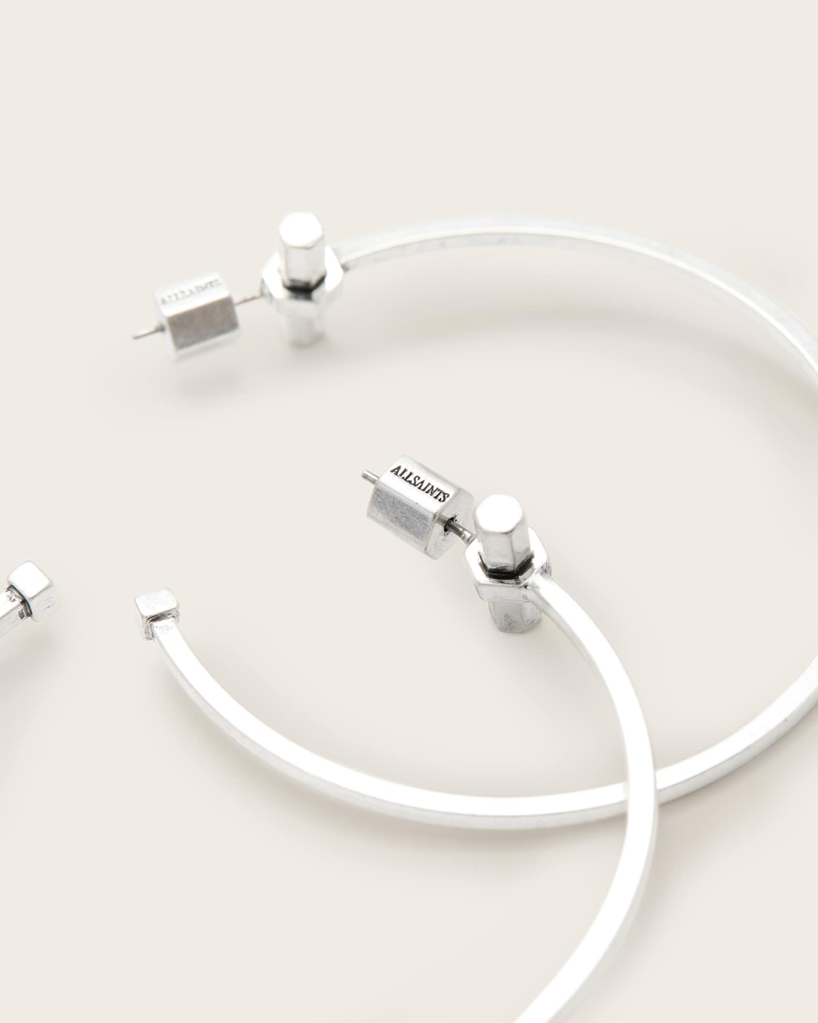 All Saints Toggle Large Hoop Earrings Warm Silver