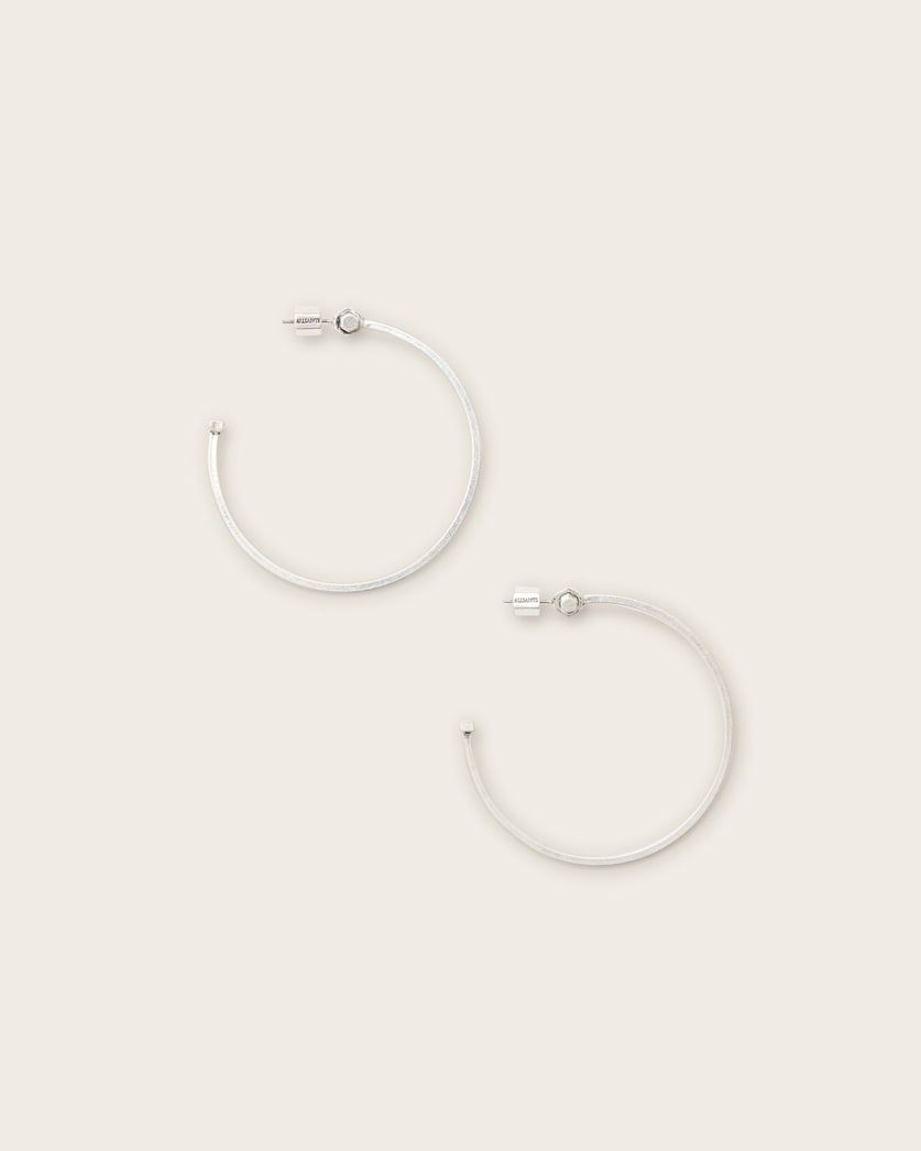 all saints Toggle Large Hoop Earrings Warm Silver