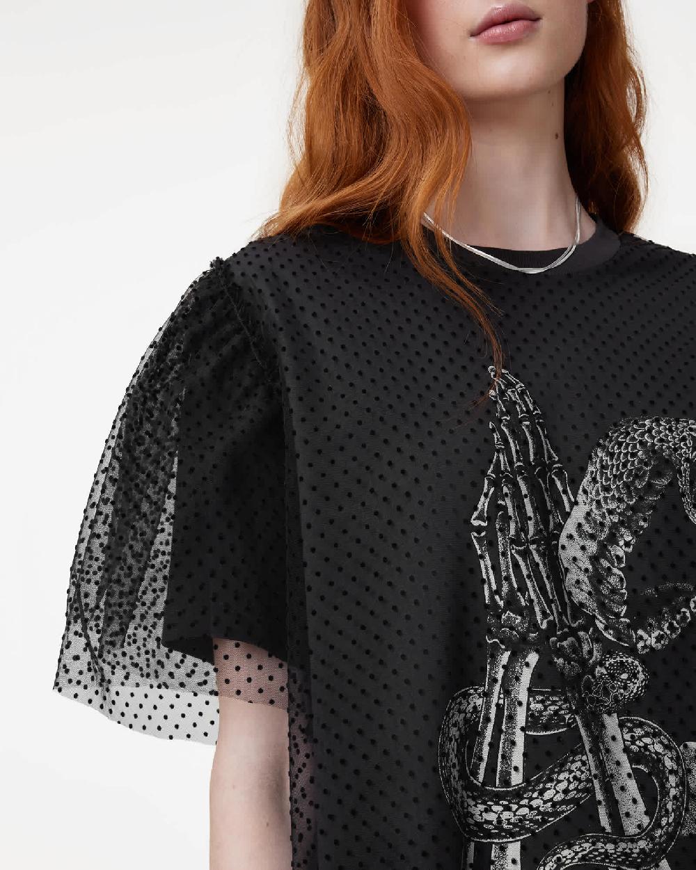 All Saints Tommy Mesh Relaxed Fit T-Shirt Black