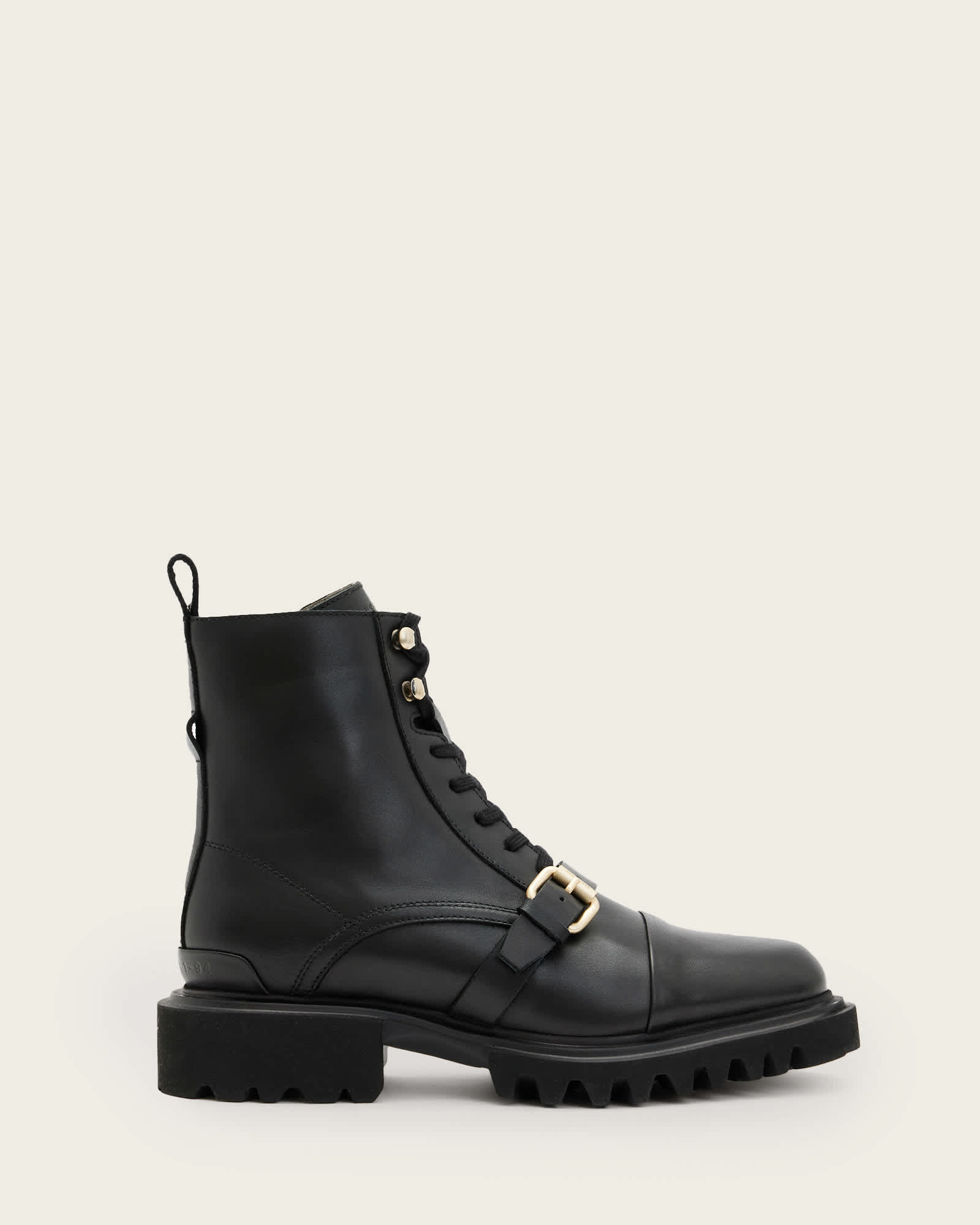 All Saints Tori Leather Boots BLACK/WARM BRASS