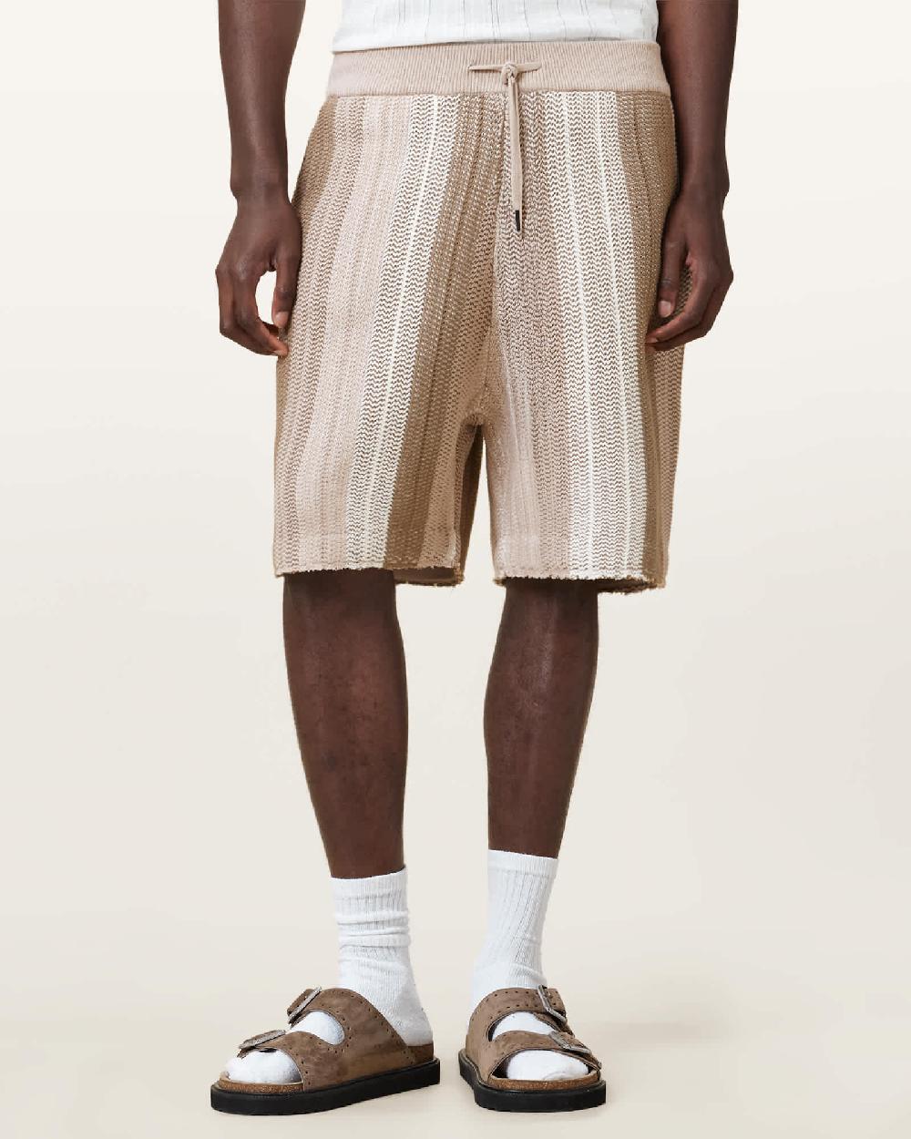 All Saints Truck Striped Shorts Plaster Taupe