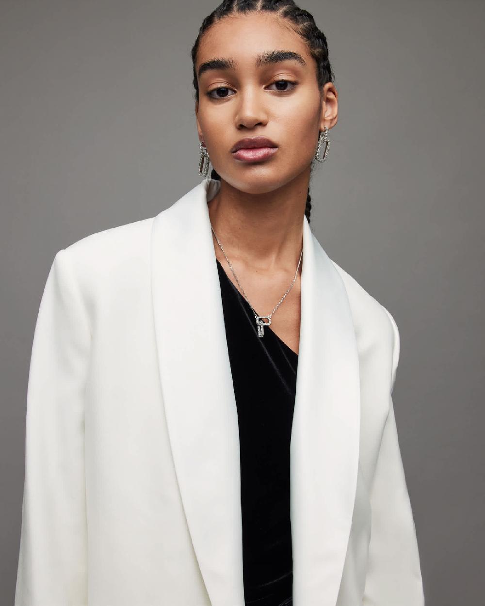 All Saints Tux Double Breasted Blazer Ivory White