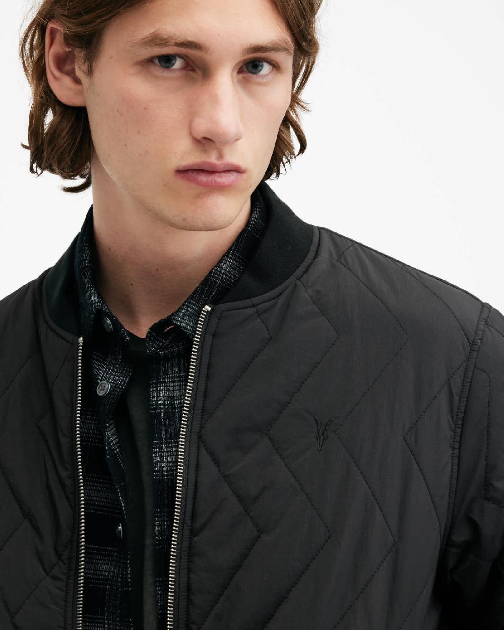 All Saints Tyk Quilted Regular Fit Jacket Black