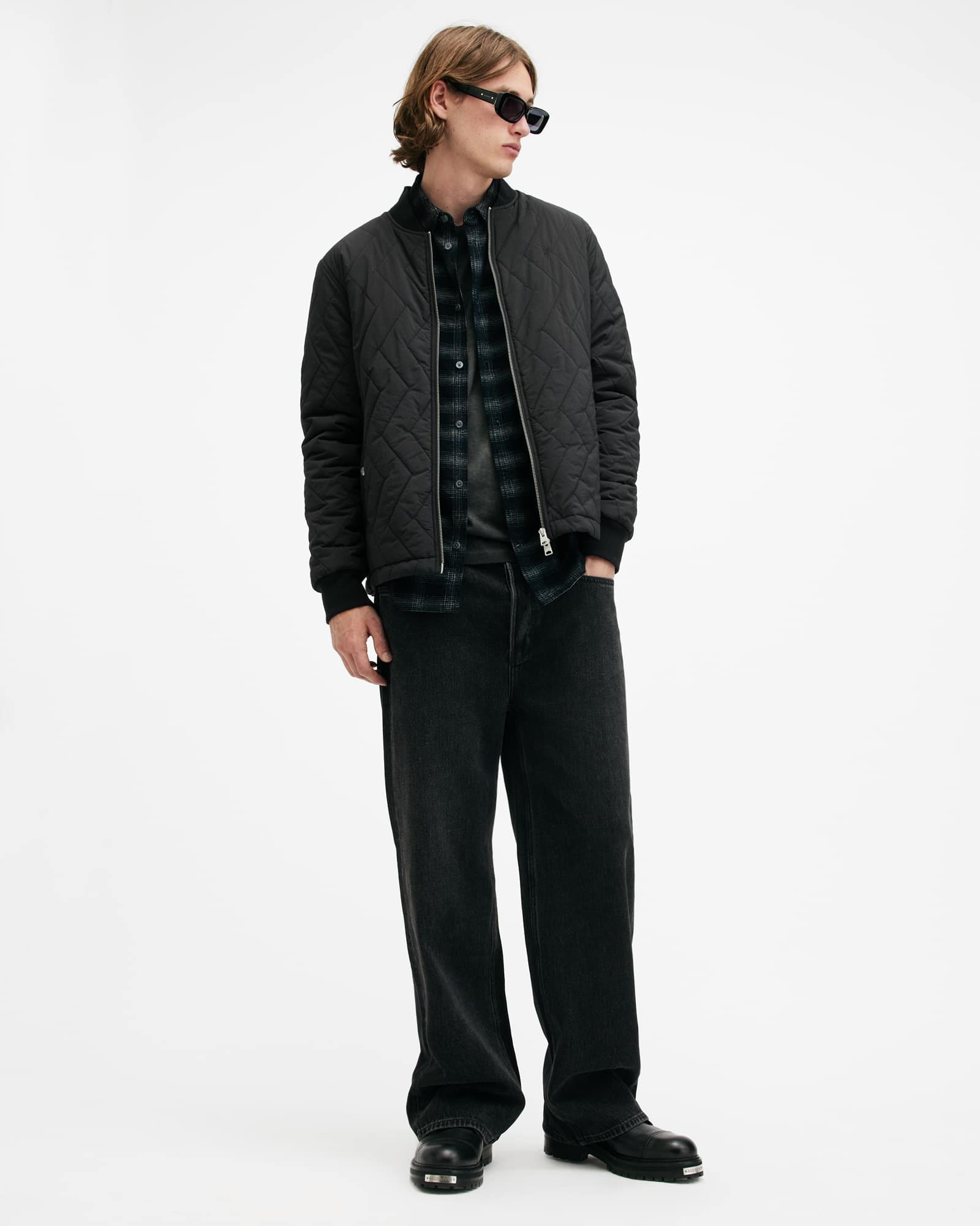 All Saints Tyk Quilted Regular Fit Jacket Black