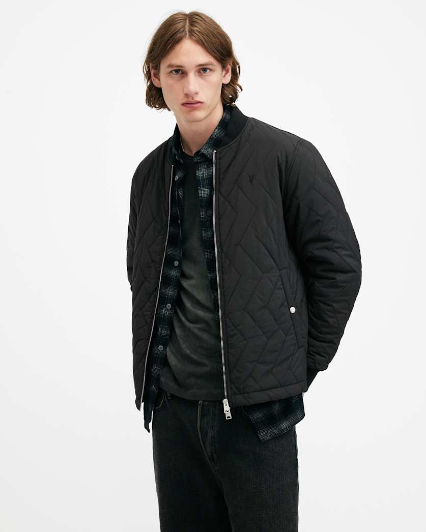 all saints Tyk Quilted Regular Fit Jacket Black
