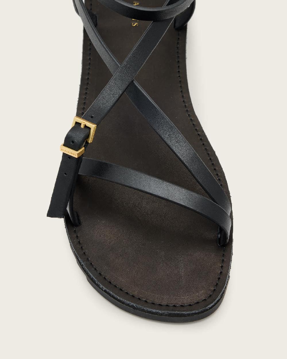 All Saints Tyla Leather Sandals Black