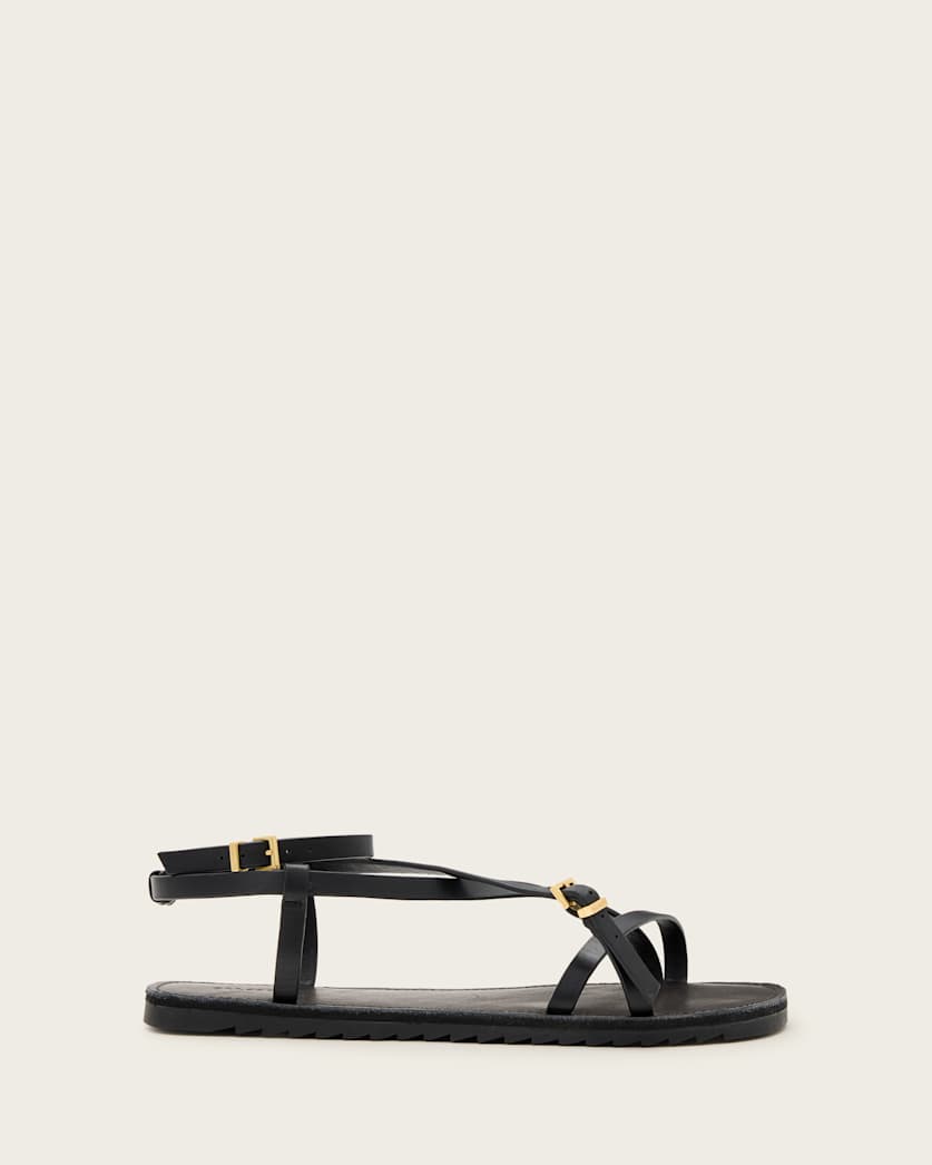 all saints Tyla Leather Sandals Black