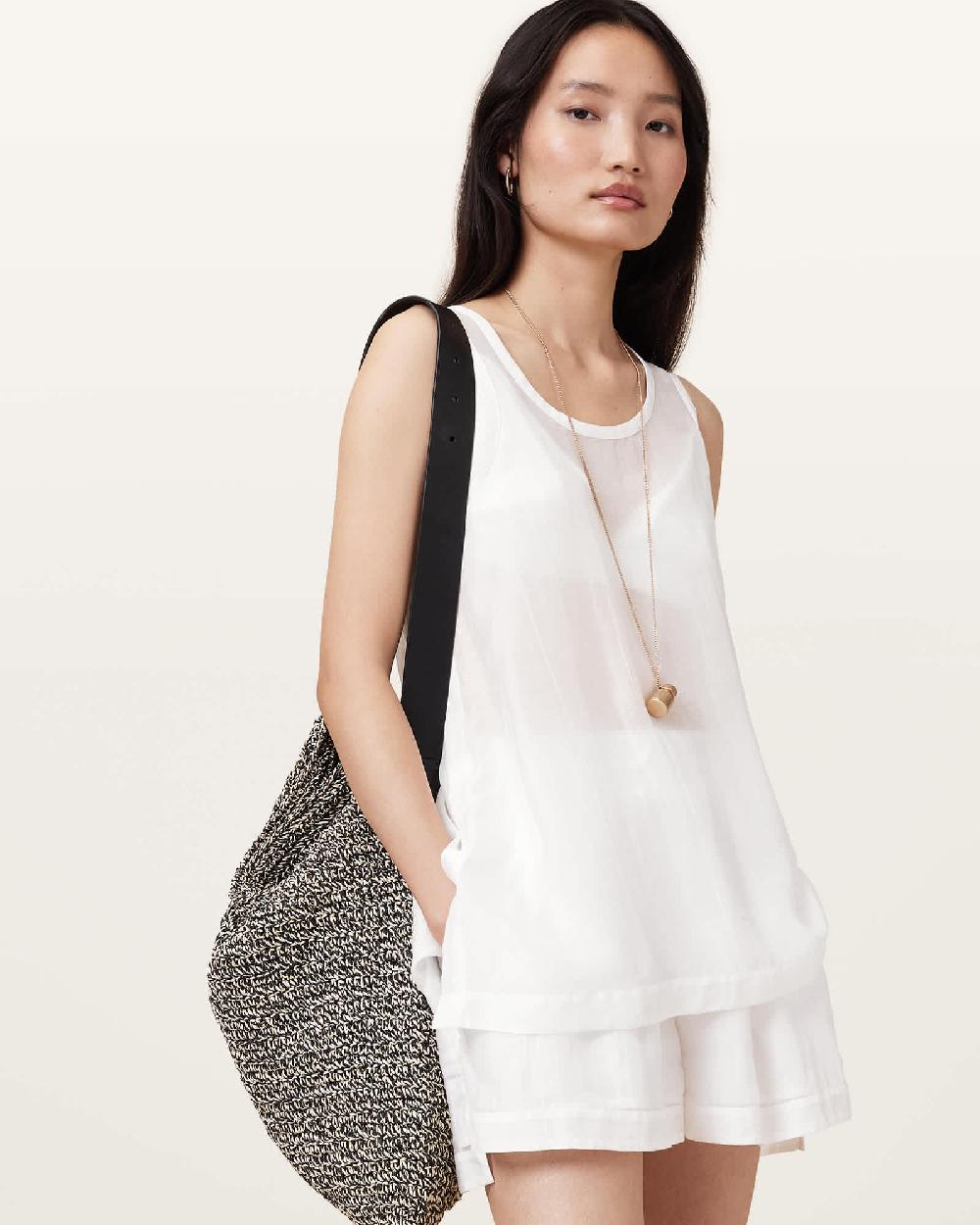 All Saints Tysh Sheer Tank Top Snow White