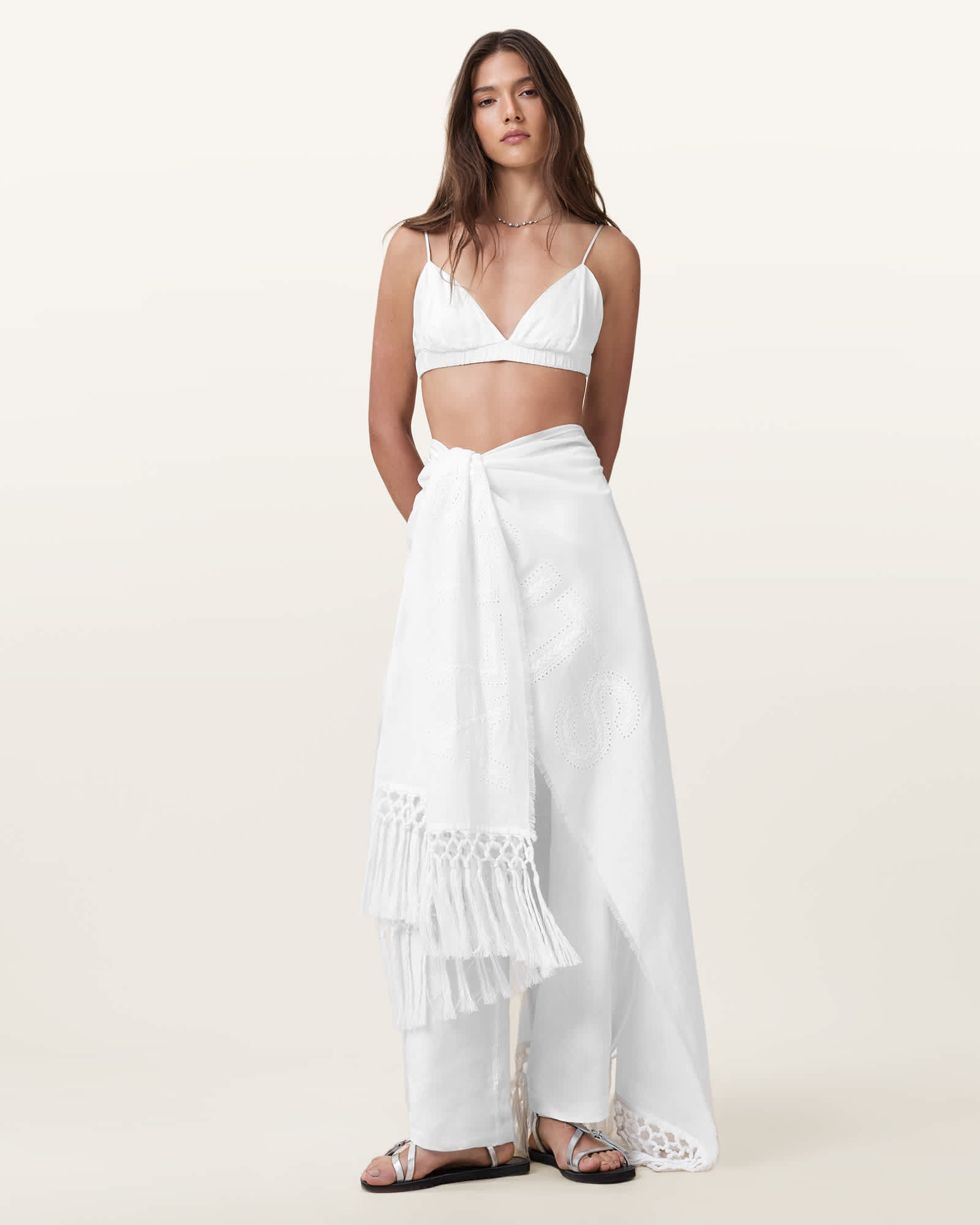 All Saints Underground Eyelet Ruana White