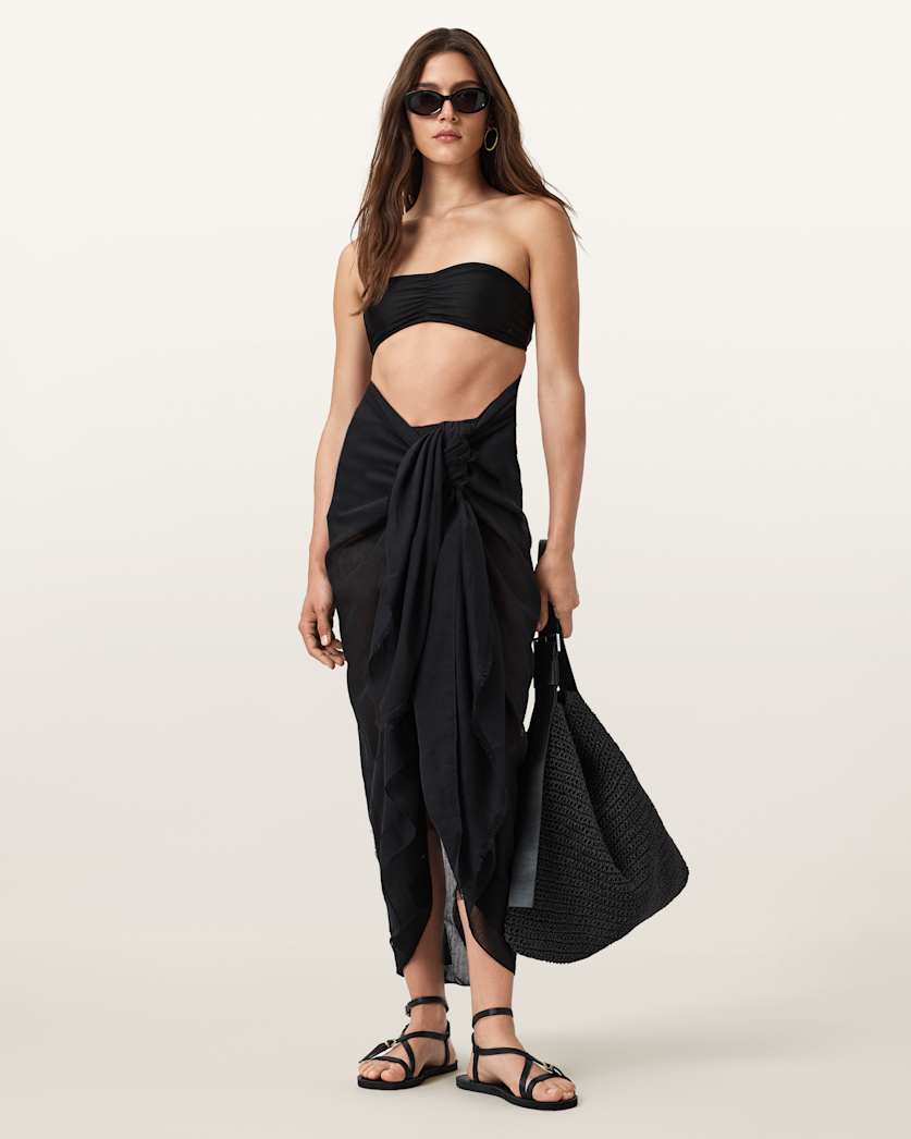 all saints Underground Logo Pareo Scarf Black