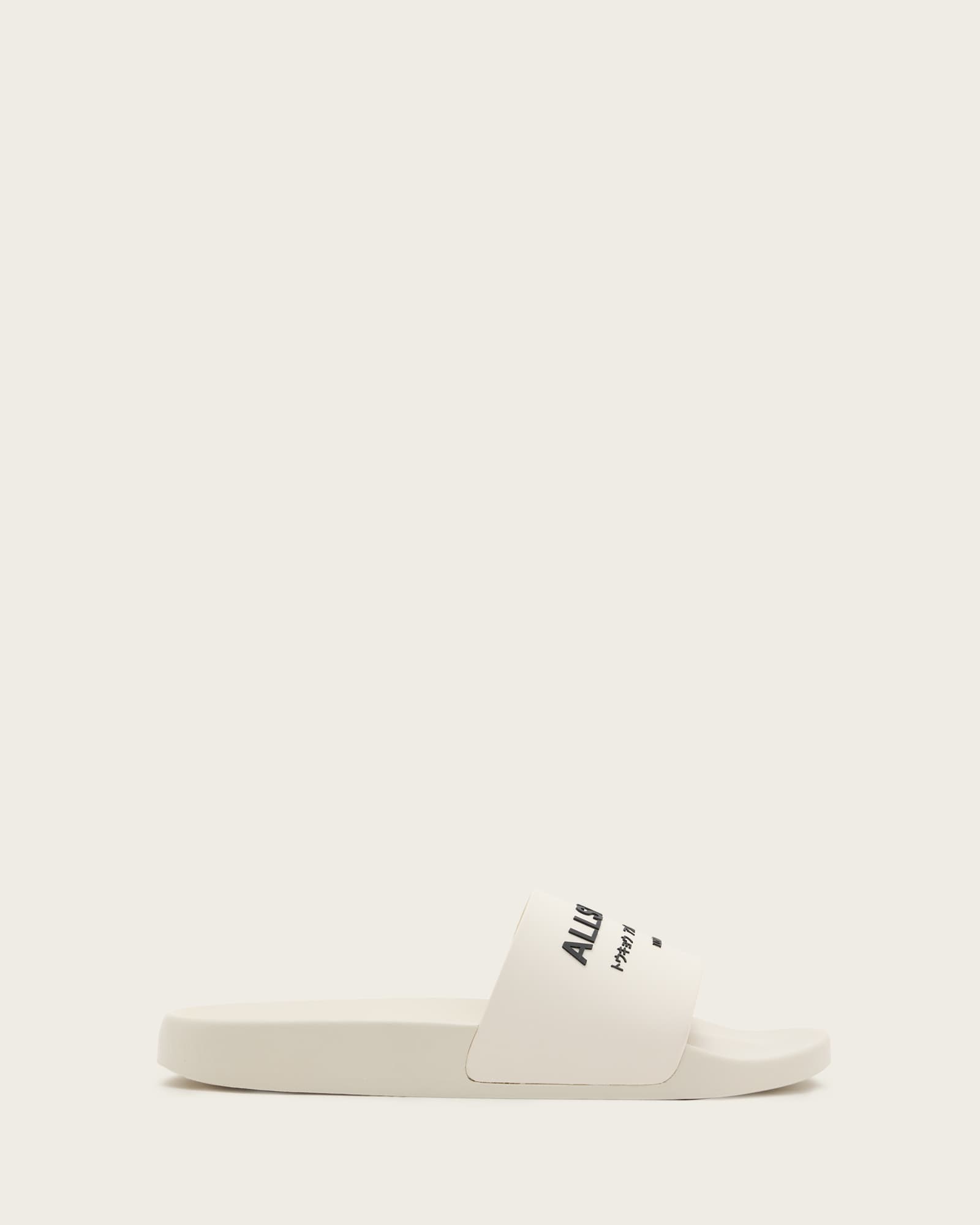 All Saints Underground Logo Slip On Slides White