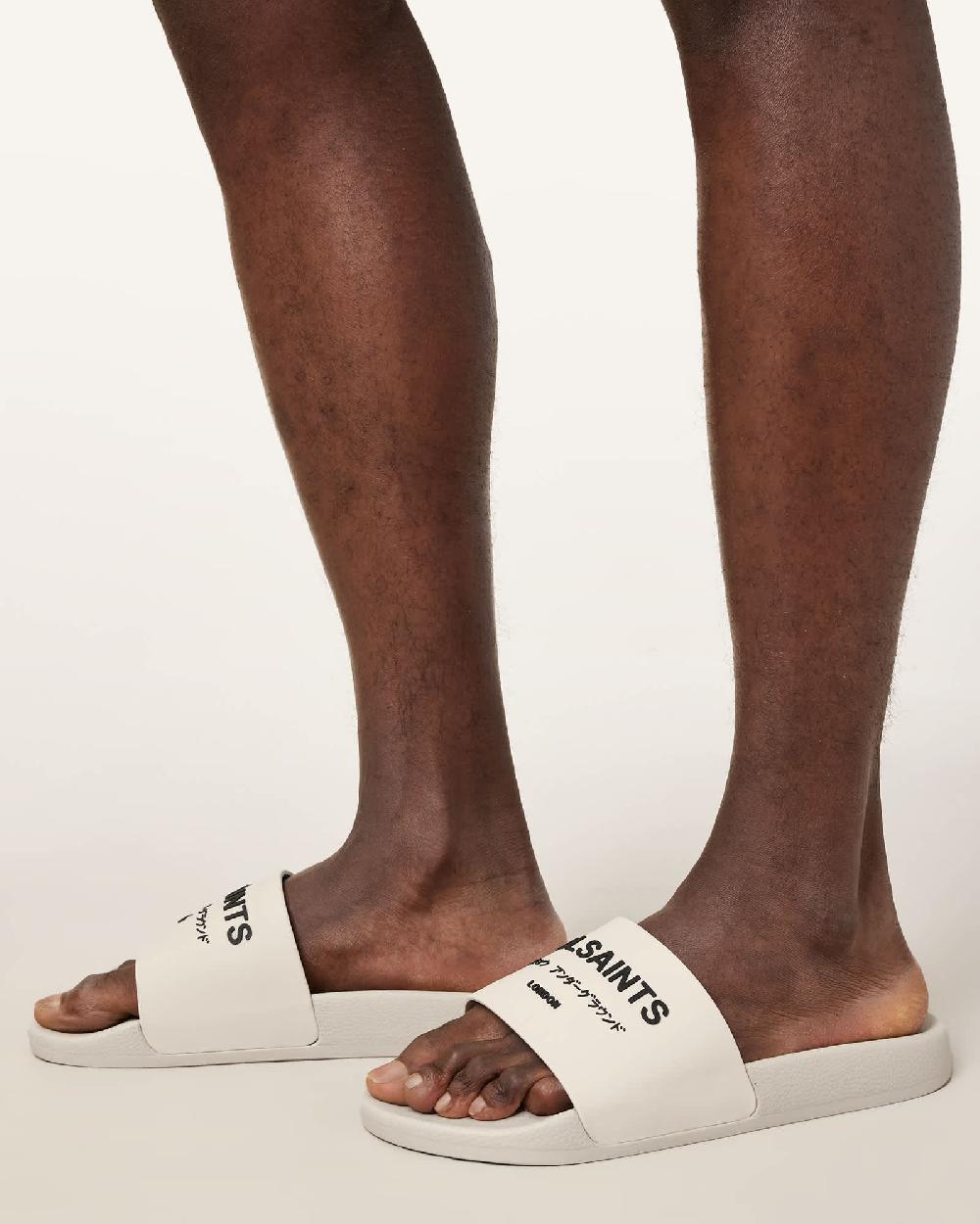 All Saints Underground Logo Slip On Slides White