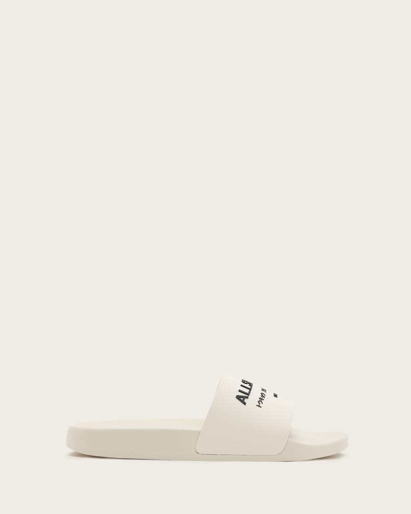 all saints Underground Logo Slip On Slides White