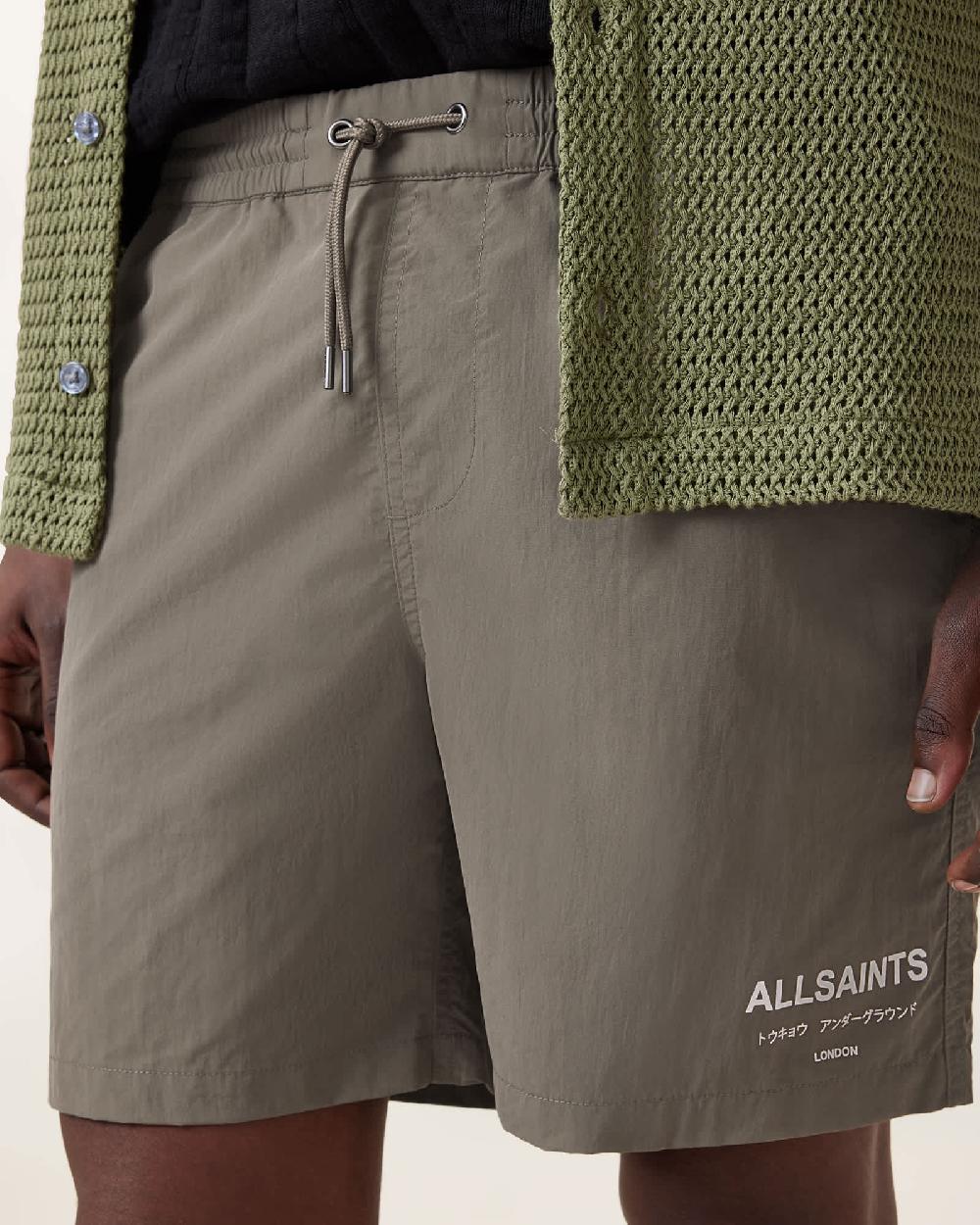 All Saints Underground Swim Shorts Ash Khaki Green