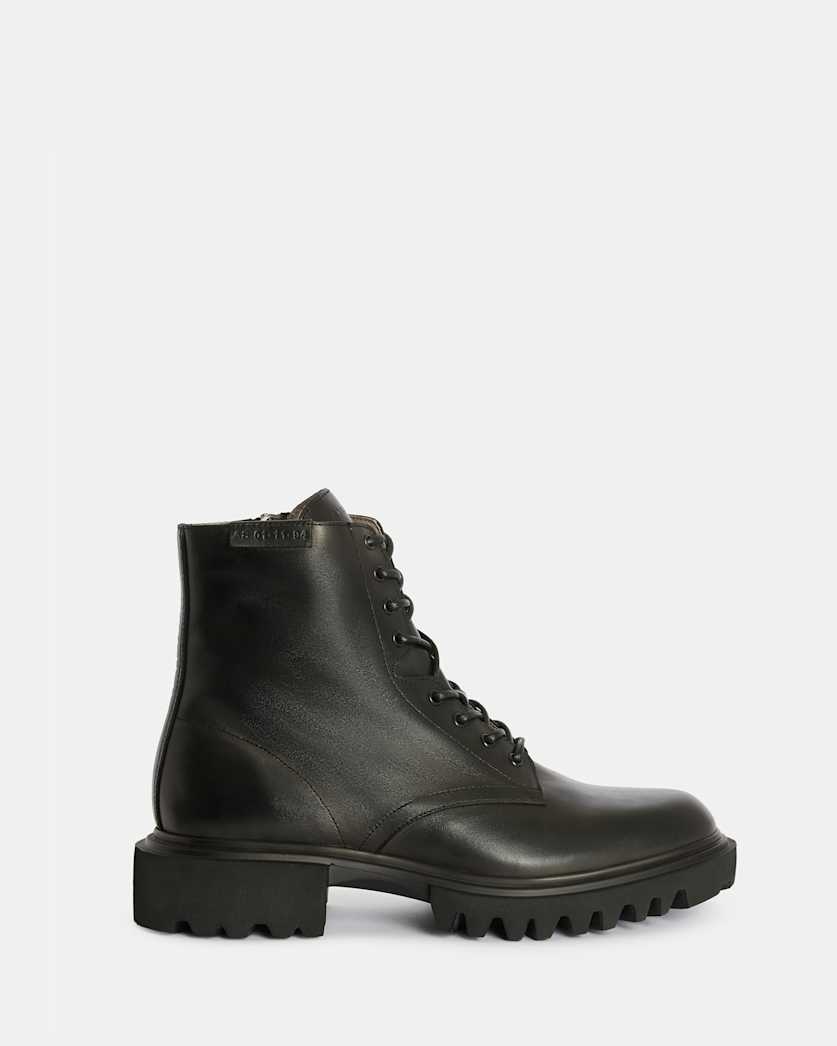 all saints Vaughan Chunky Leather Boots Black