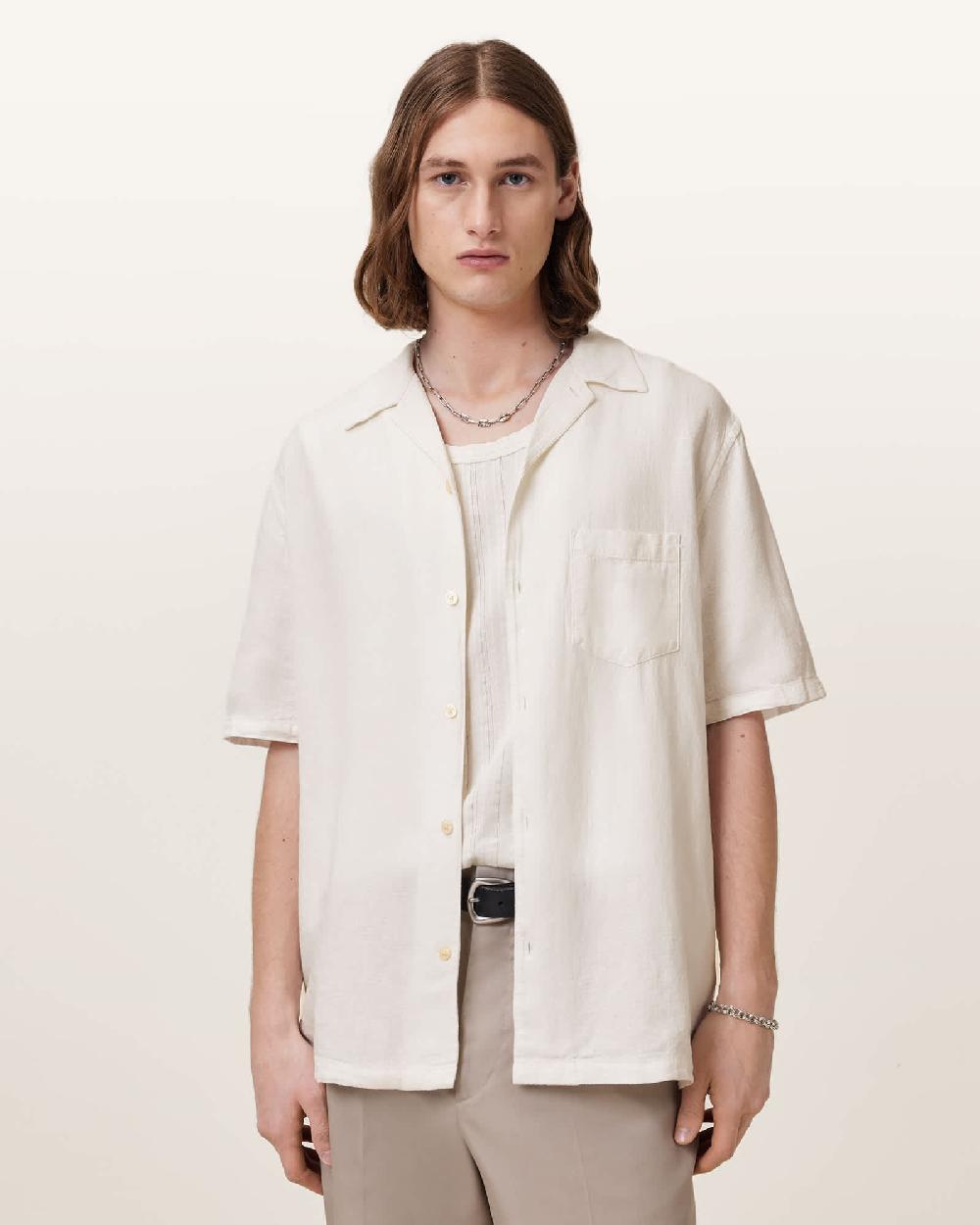 All Saints Veda Short Sleeve Shirt Off White