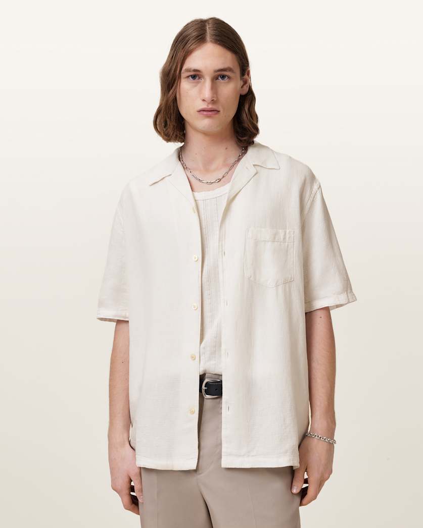 all saints Veda Short Sleeve Shirt Off White