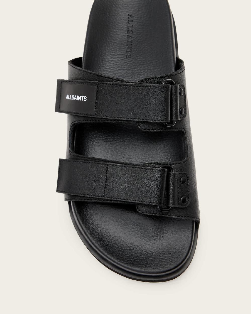 All Saints Vex Leather Sandals Black
