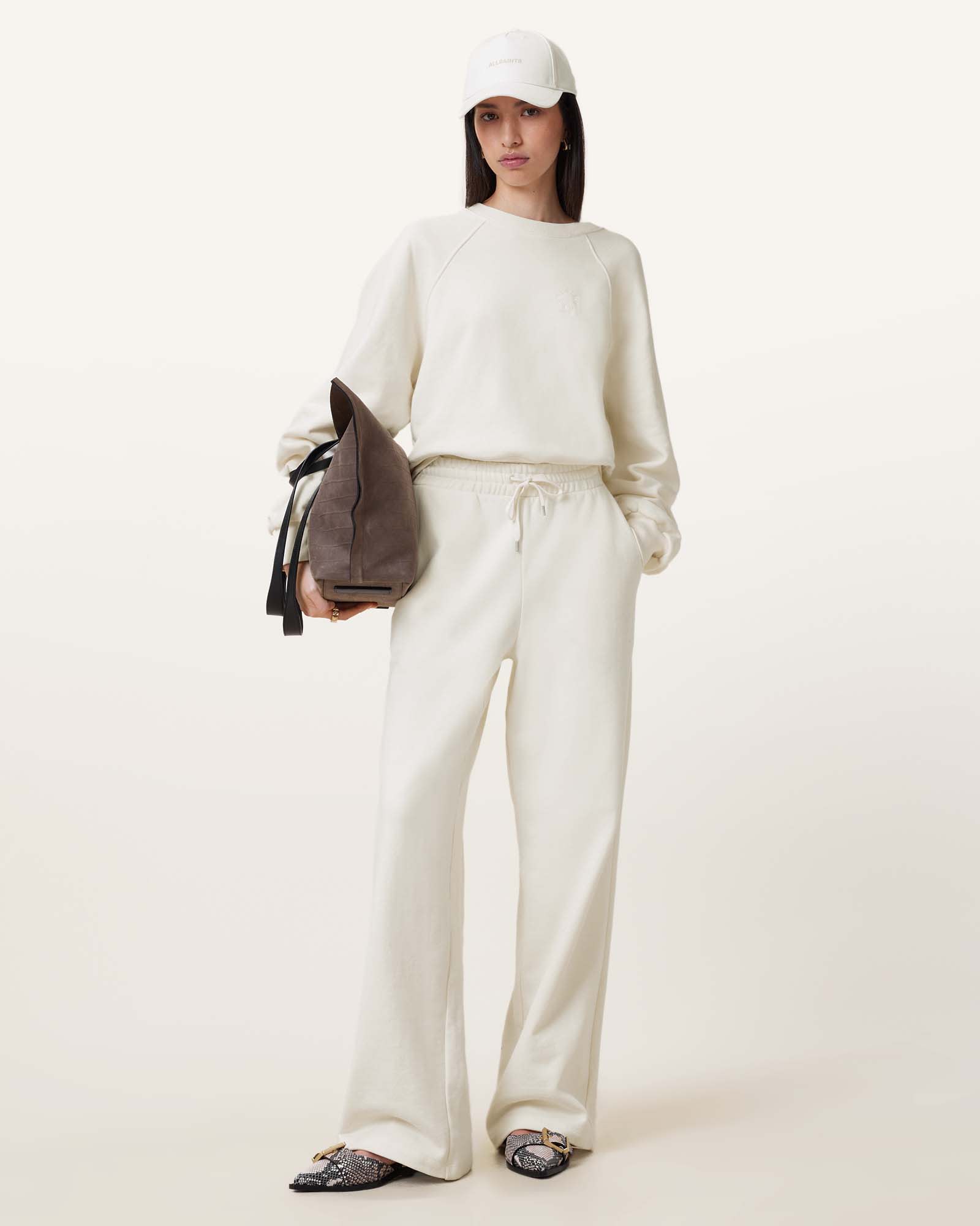 All Saints Vin Wide Leg Sweatpants Tofu White