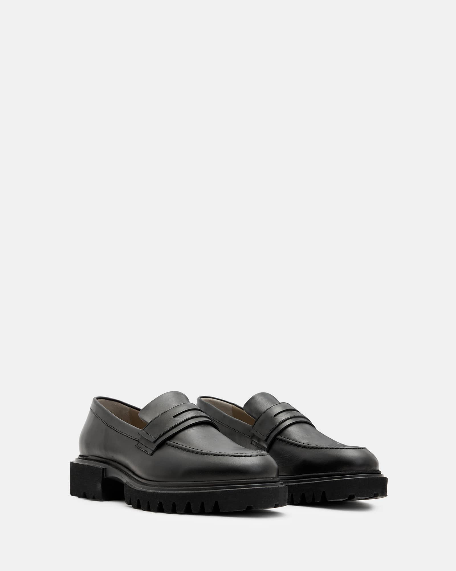 All Saints Vinni Chunky Leather Loafers Black